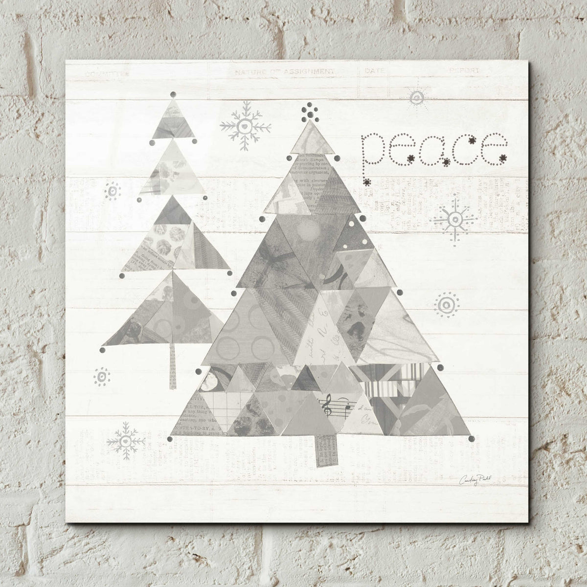 Epic Art 'Christmas Patchwork IV Neutral' by Courtney Prahl, Acrylic Glass Wall Art,12x12