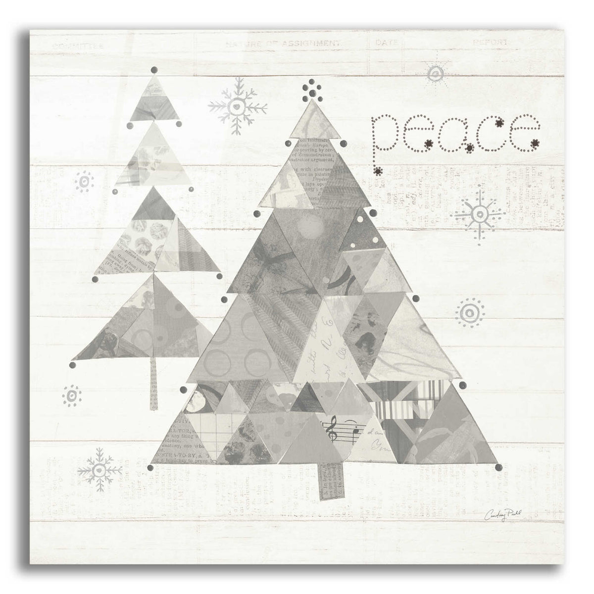 Epic Art 'Christmas Patchwork IV Neutral' by Courtney Prahl, Acrylic Glass Wall Art