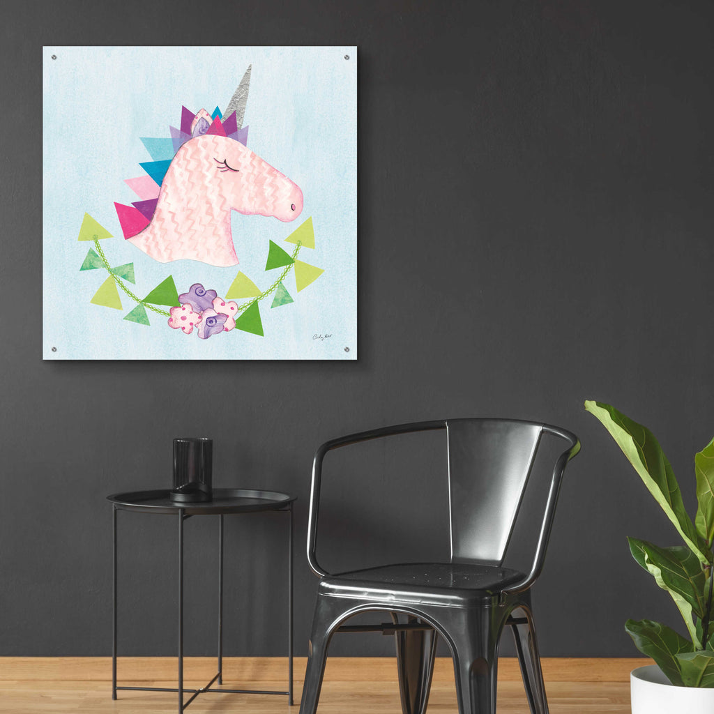 Epic Art 'Unicorn Power III by Courtney Prahl, Acrylic Glass Wall Art,36x36