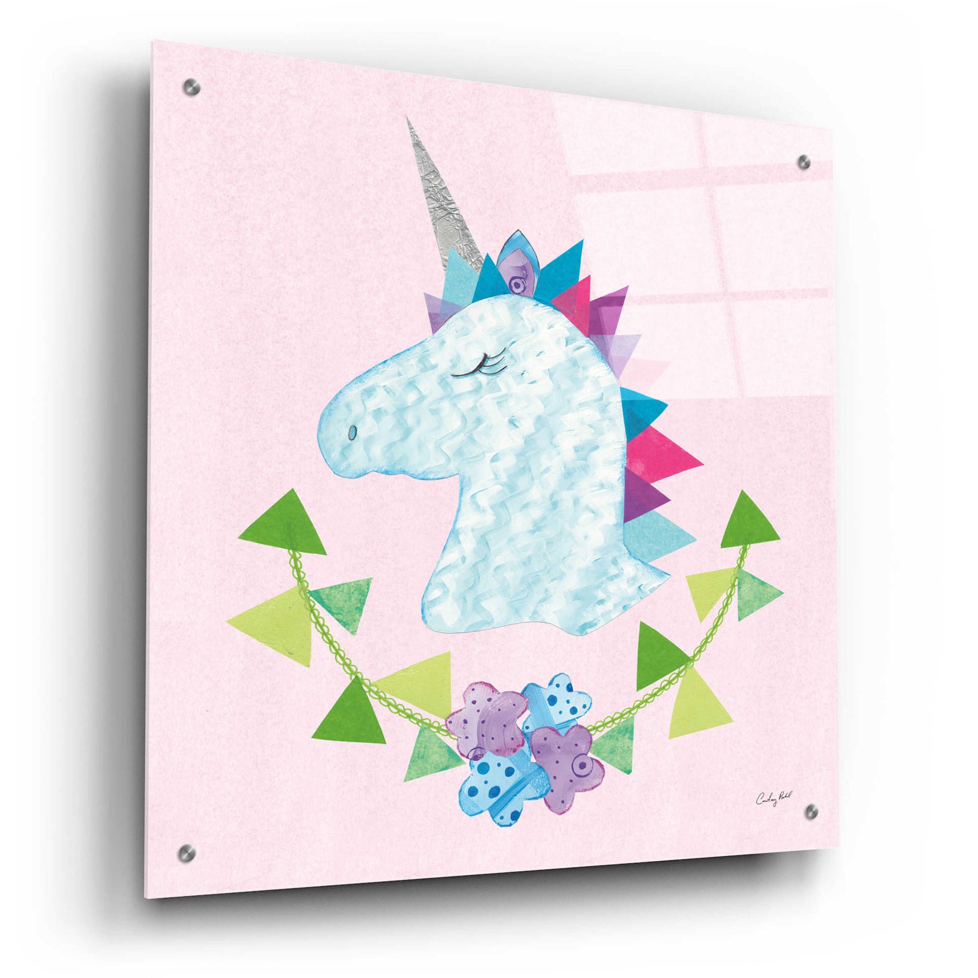 Epic Art 'Unicorn Power IV by Courtney Prahl, Acrylic Glass Wall Art,24x24