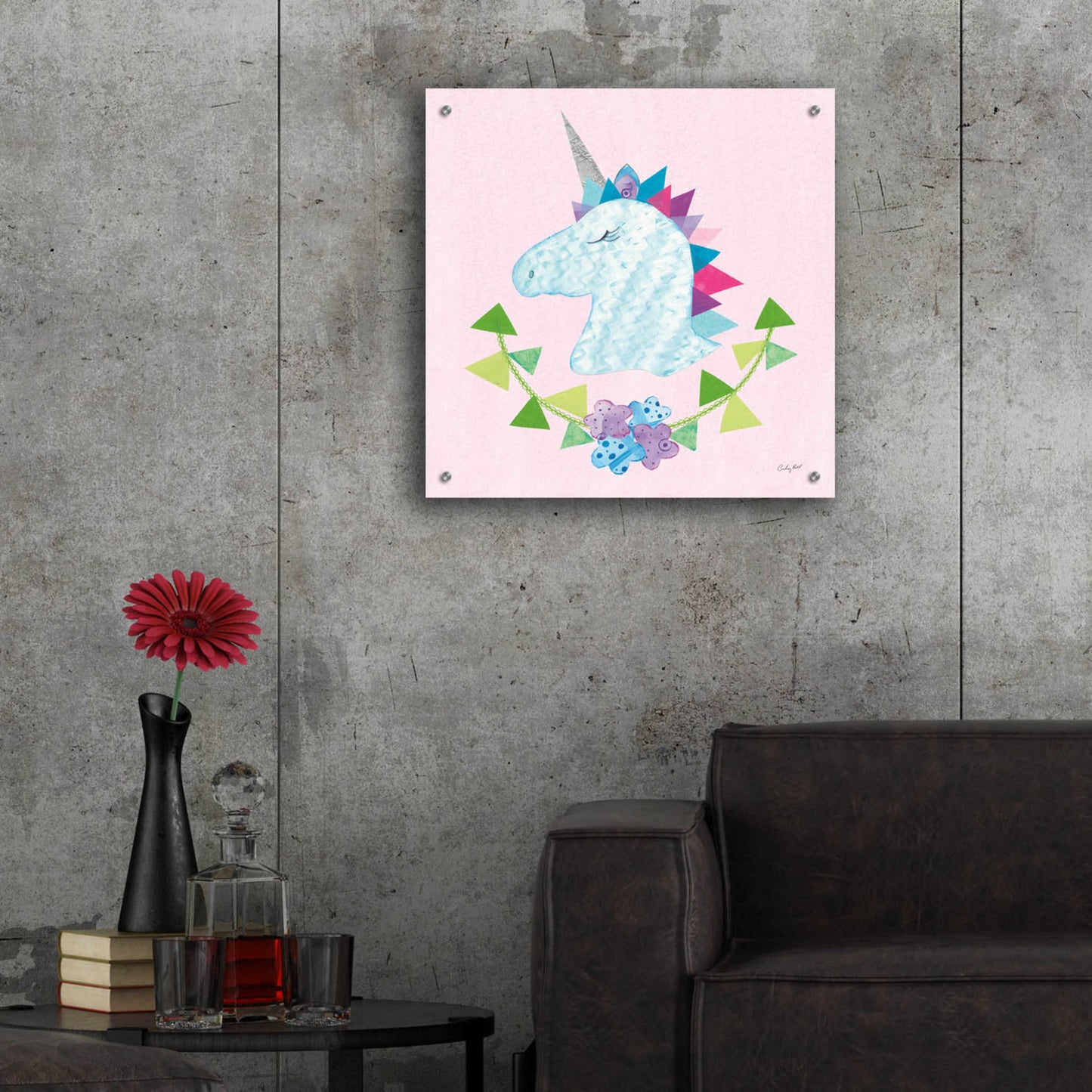 Epic Art 'Unicorn Power IV by Courtney Prahl, Acrylic Glass Wall Art,24x24