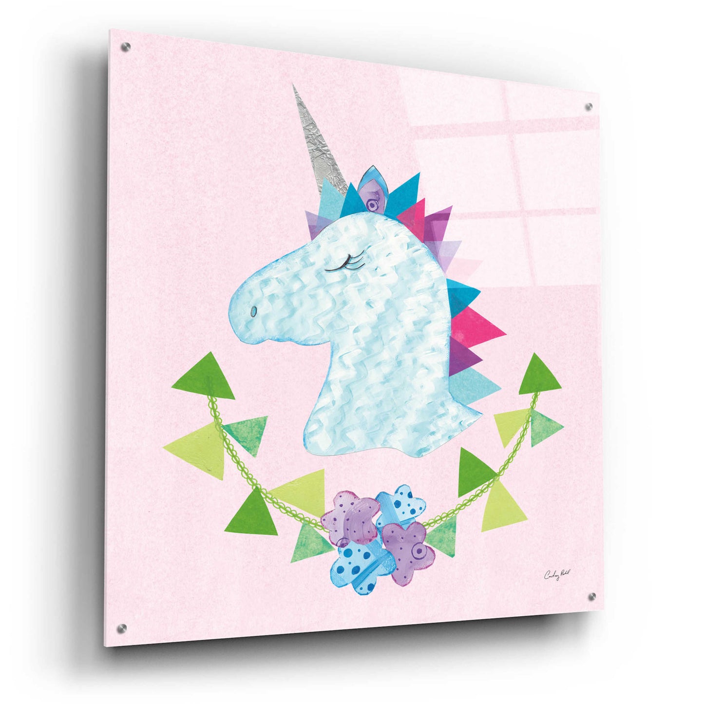 Epic Art 'Unicorn Power IV by Courtney Prahl, Acrylic Glass Wall Art,36x36