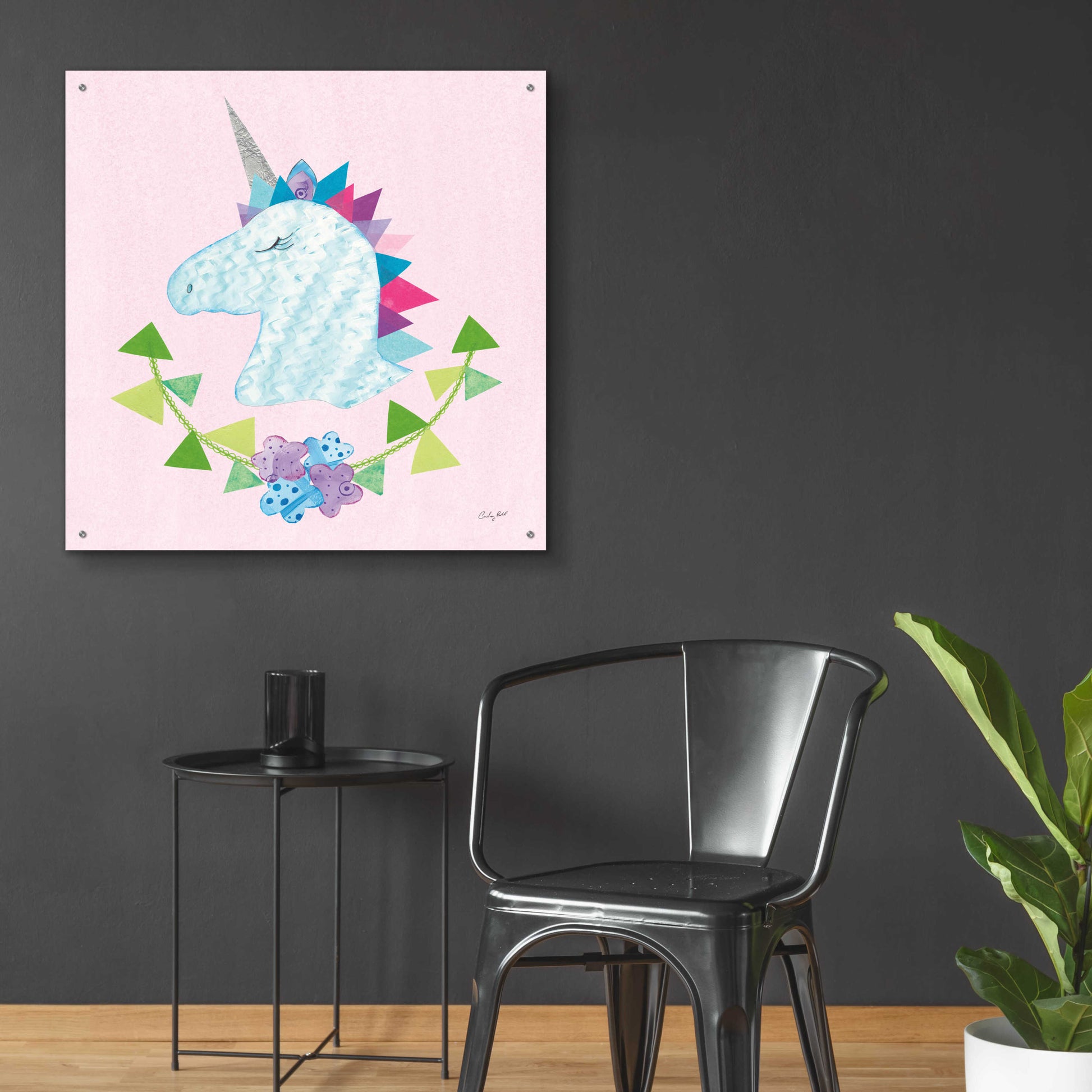 Epic Art 'Unicorn Power IV by Courtney Prahl, Acrylic Glass Wall Art,36x36