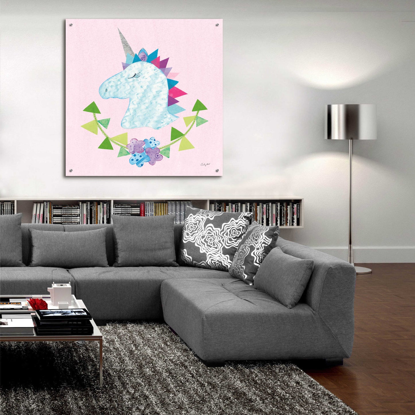 Epic Art 'Unicorn Power IV by Courtney Prahl, Acrylic Glass Wall Art,36x36