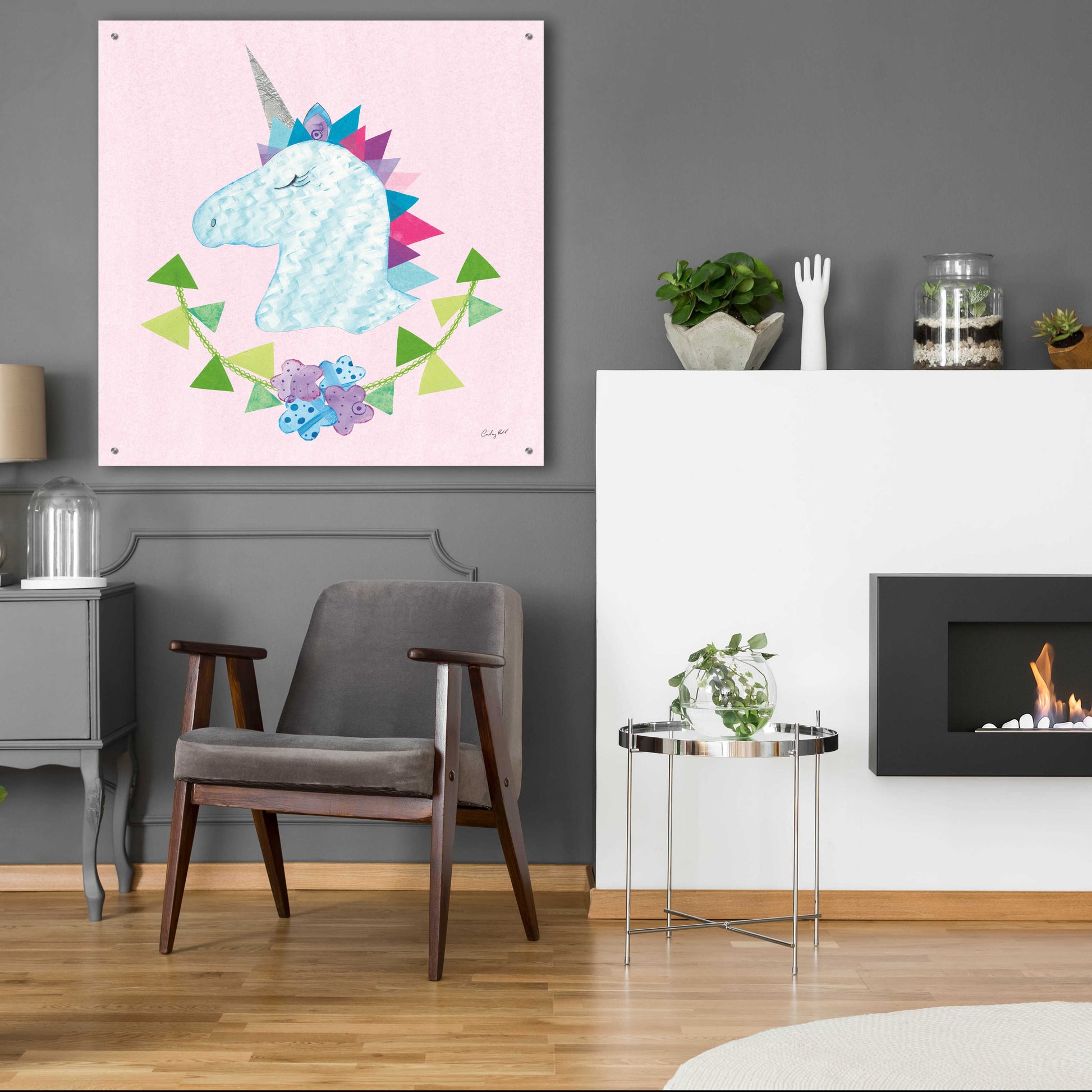 Epic Art 'Unicorn Power IV by Courtney Prahl, Acrylic Glass Wall Art,36x36