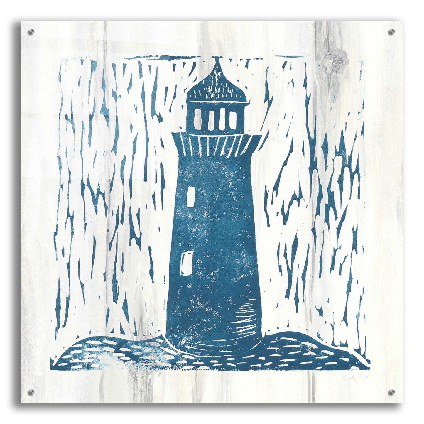 Epic Art 'Nautical Collage I On White Wood by Courtney Prahl, Acrylic Glass Wall Art,36x36