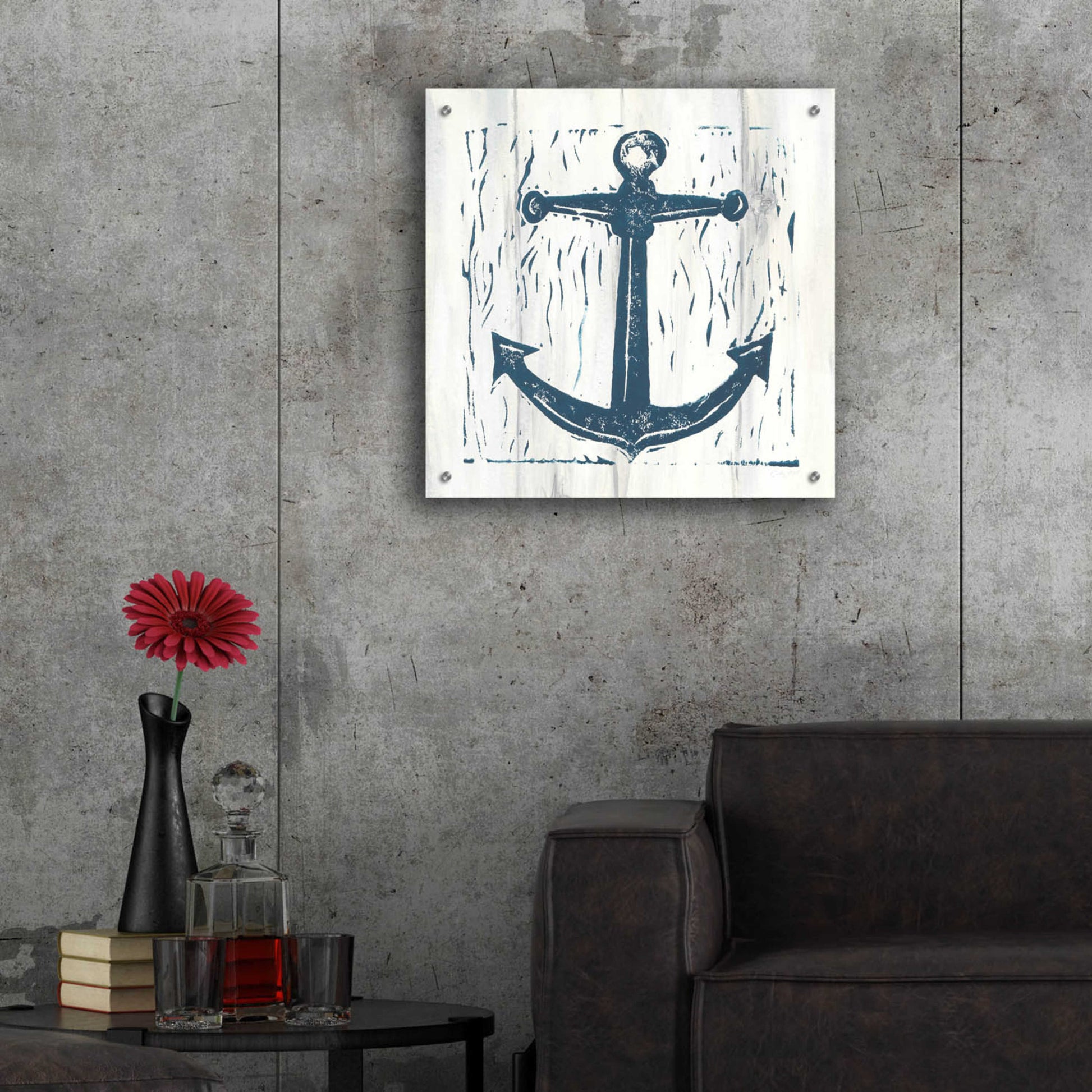 Epic Art 'Nautical Collage III On White Wood by Courtney Prahl, Acrylic Glass Wall Art,24x24