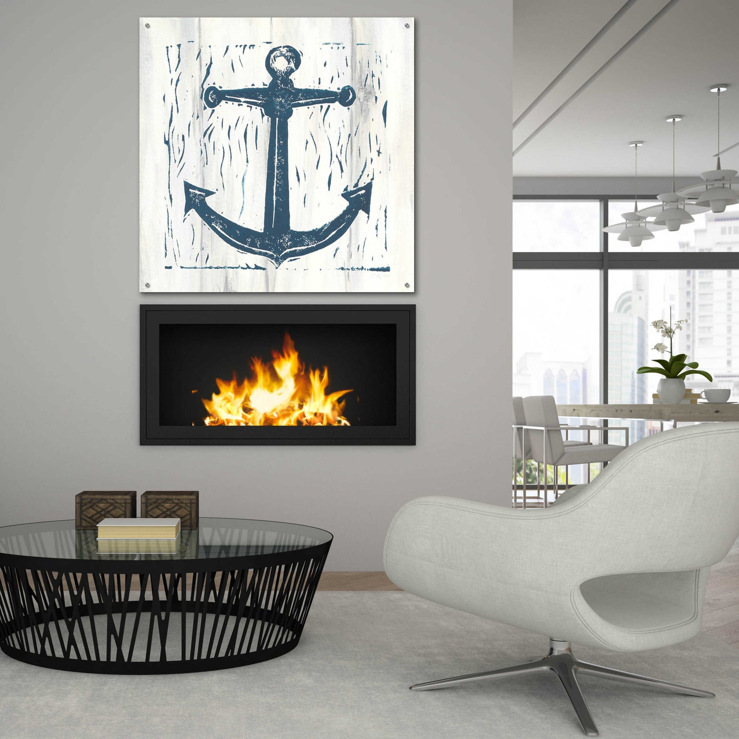Epic Art 'Nautical Collage III On White Wood by Courtney Prahl, Acrylic Glass Wall Art,36x36