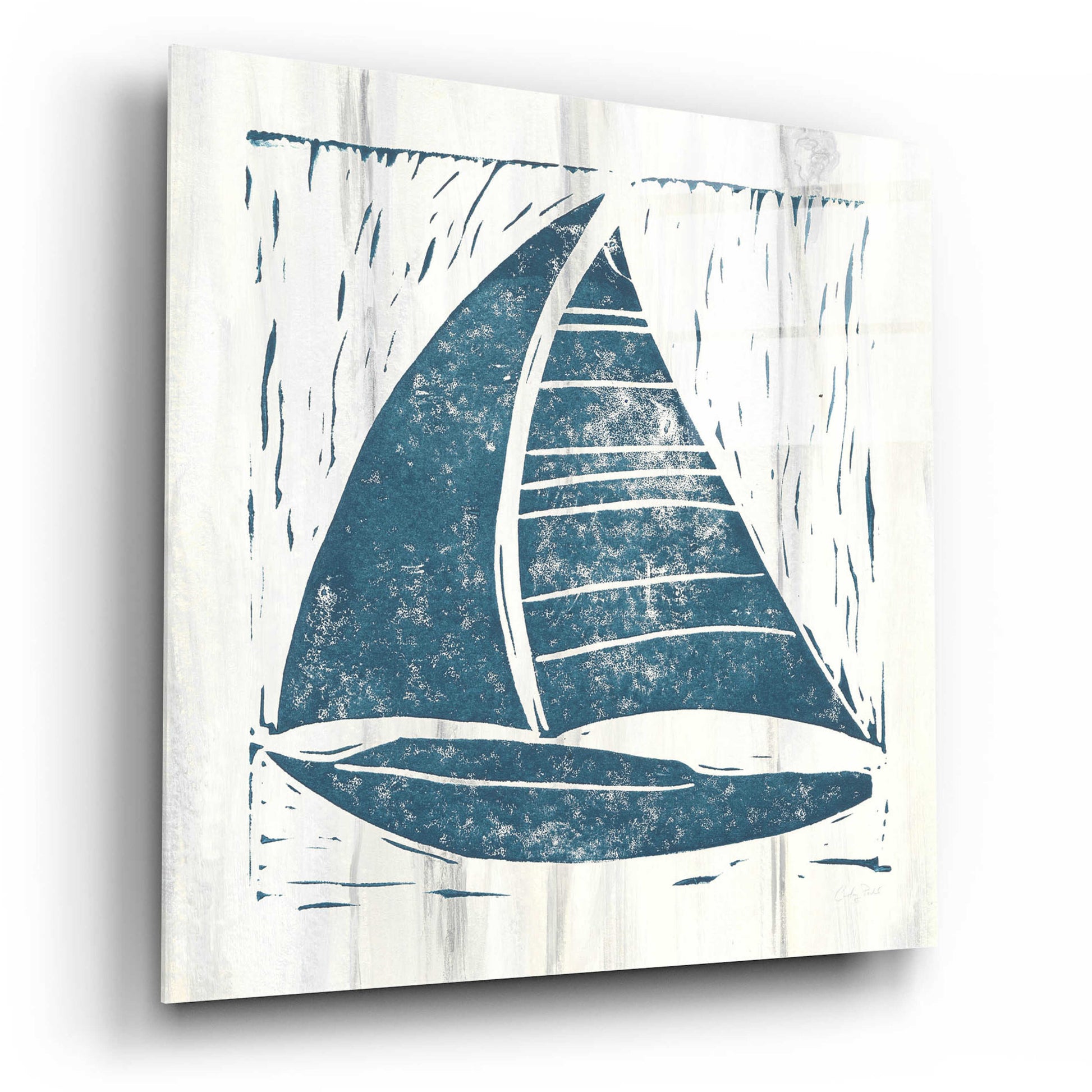 Epic Art 'Nautical Collage IV On White Wood by Courtney Prahl, Acrylic Glass Wall Art,12x12