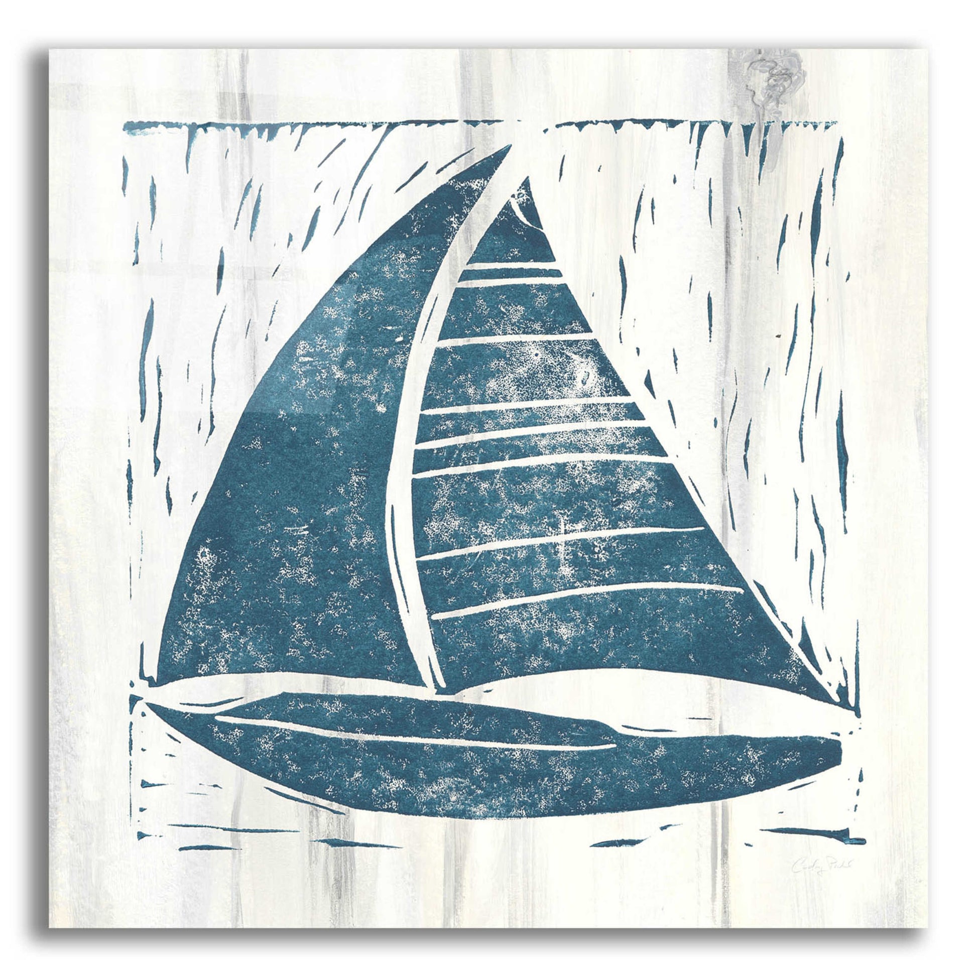 Epic Art 'Nautical Collage IV On White Wood by Courtney Prahl, Acrylic Glass Wall Art,12x12