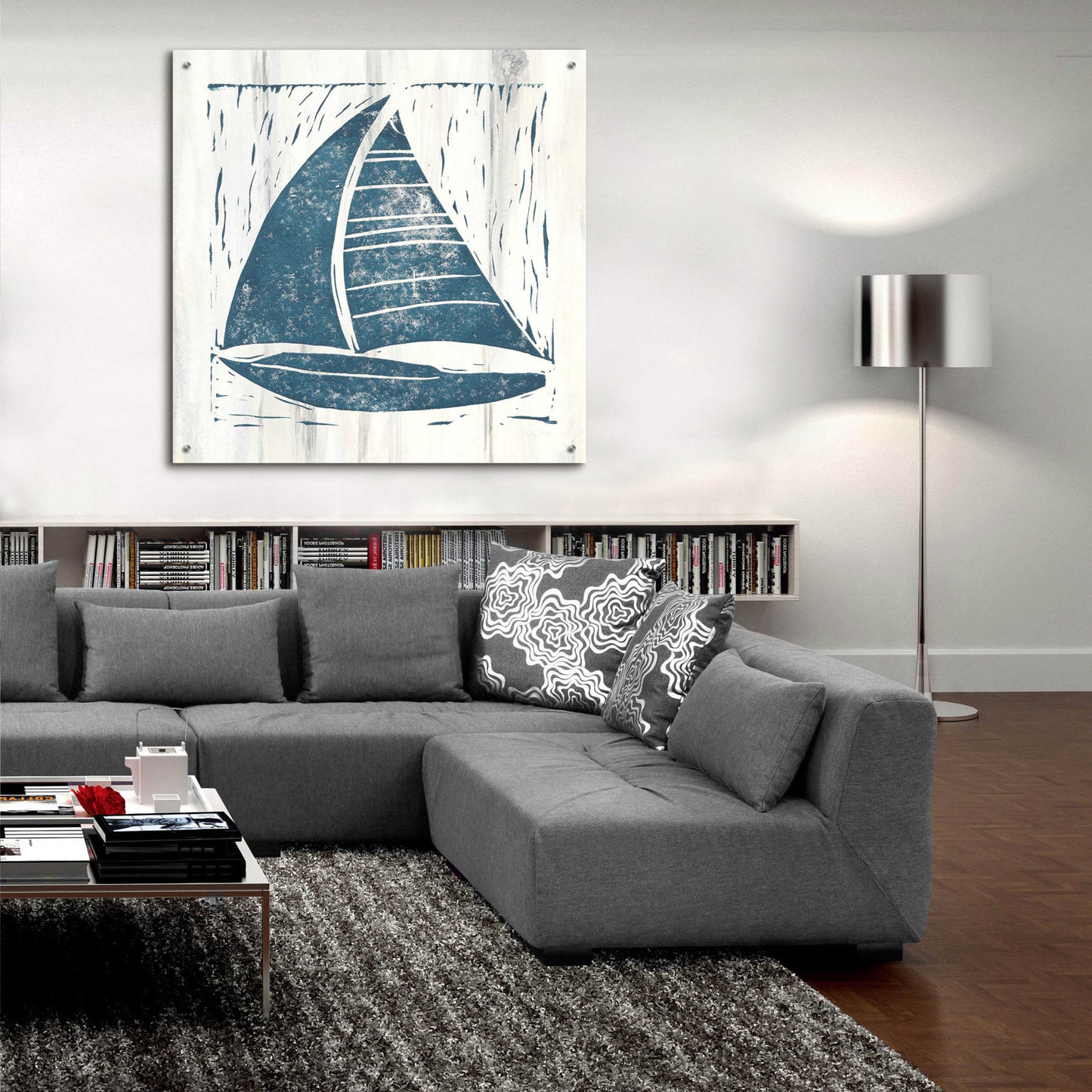 Epic Art 'Nautical Collage IV On White Wood by Courtney Prahl, Acrylic Glass Wall Art,36x36