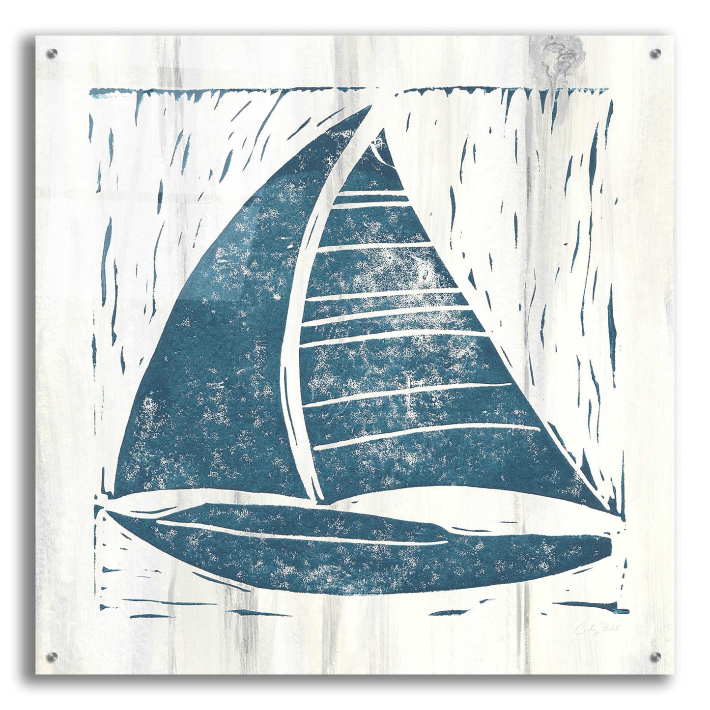 Epic Art 'Nautical Collage IV On White Wood by Courtney Prahl, Acrylic Glass Wall Art,36x36