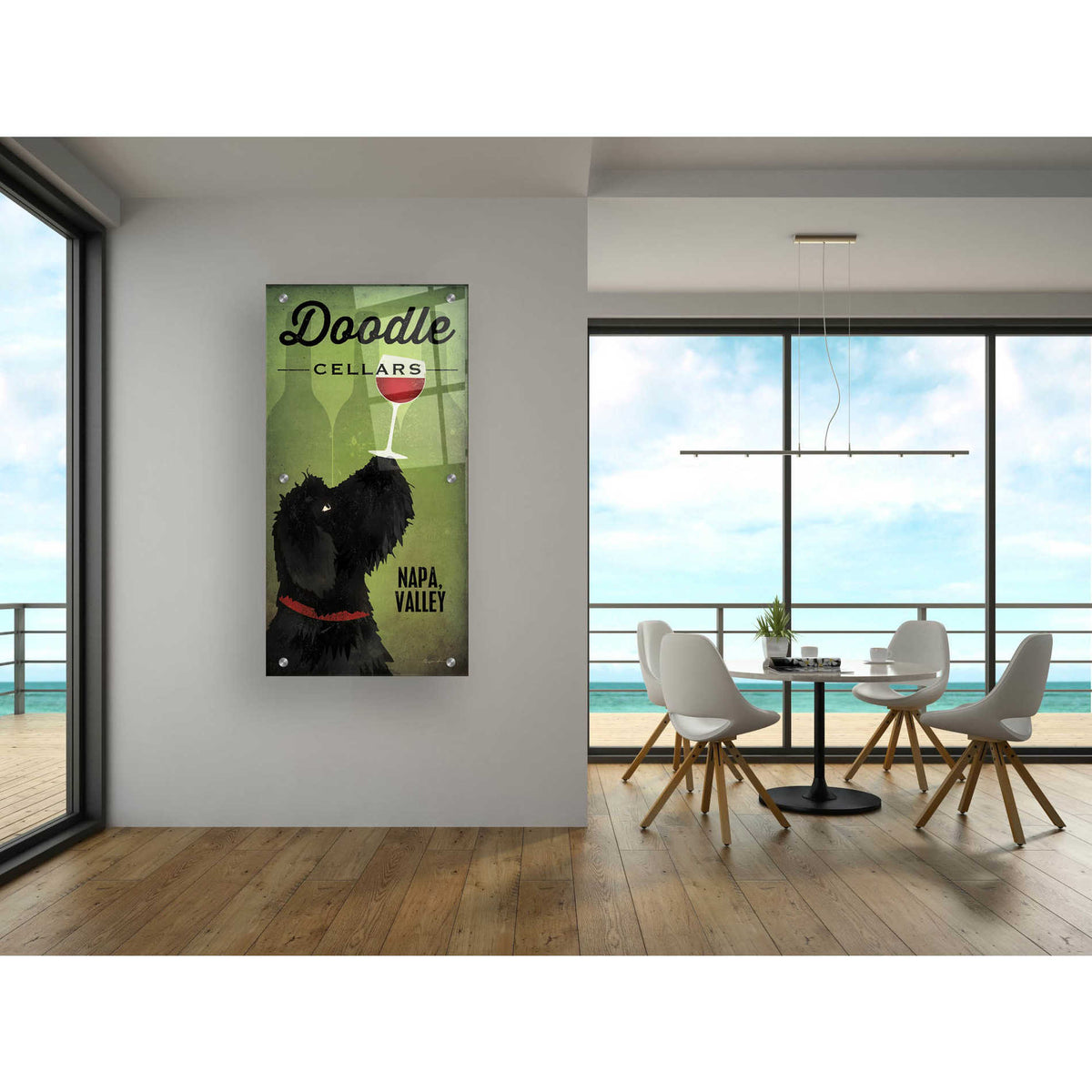Epic Art 'Doodle Wine II Black Dog' by Ryan Fowler, Acrylic Glass Wall Art,24x48