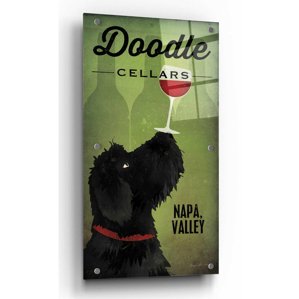 Epic Art 'Doodle Wine II Black Dog' by Ryan Fowler, Acrylic Glass Wall Art
