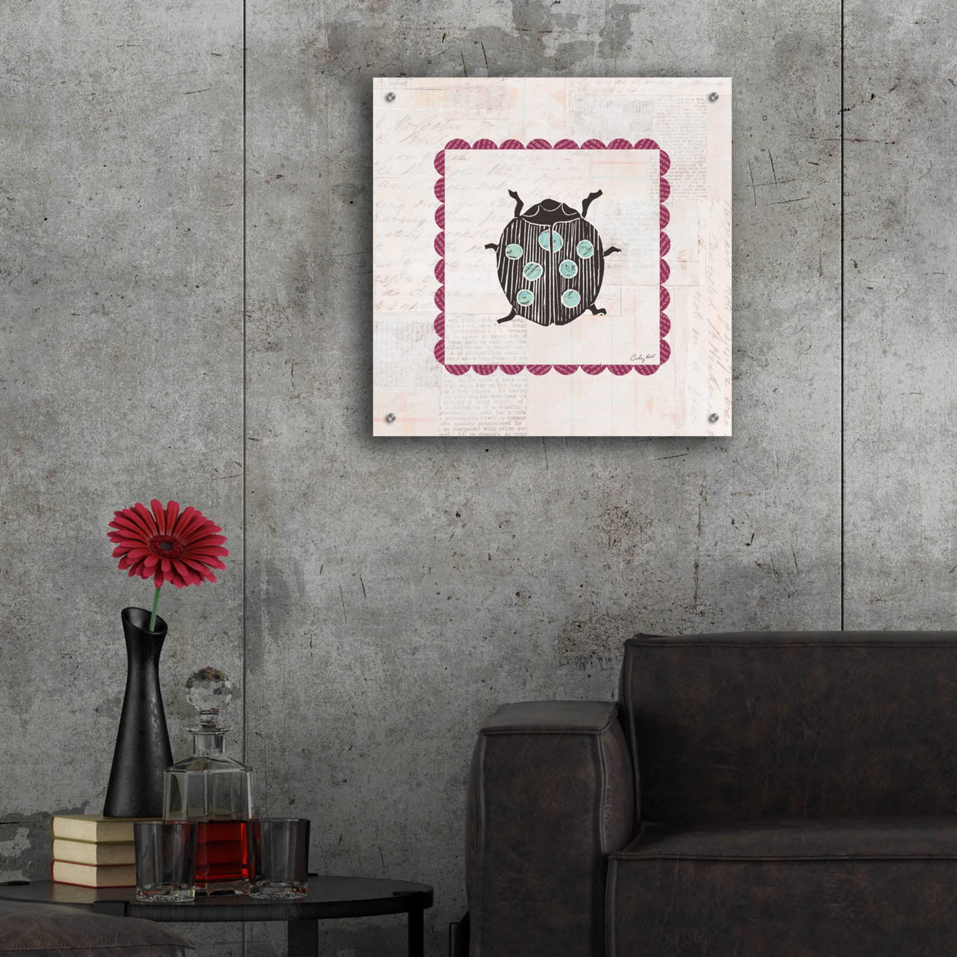 Epic Art 'Ladybug Stamp Bright by Courtney Prahl, Acrylic Glass Wall Art,24x24