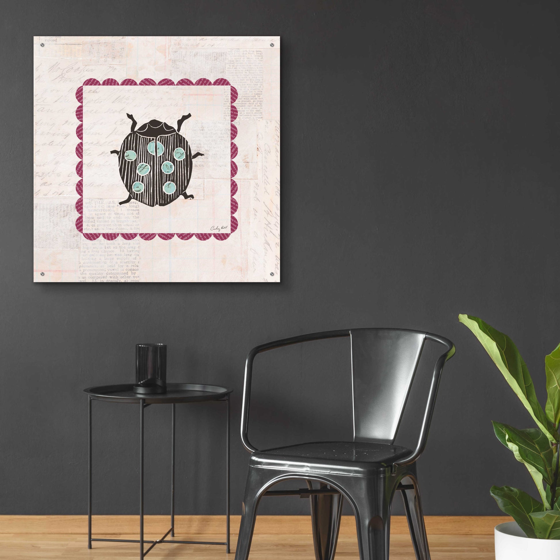 Epic Art 'Ladybug Stamp Bright by Courtney Prahl, Acrylic Glass Wall Art,36x36