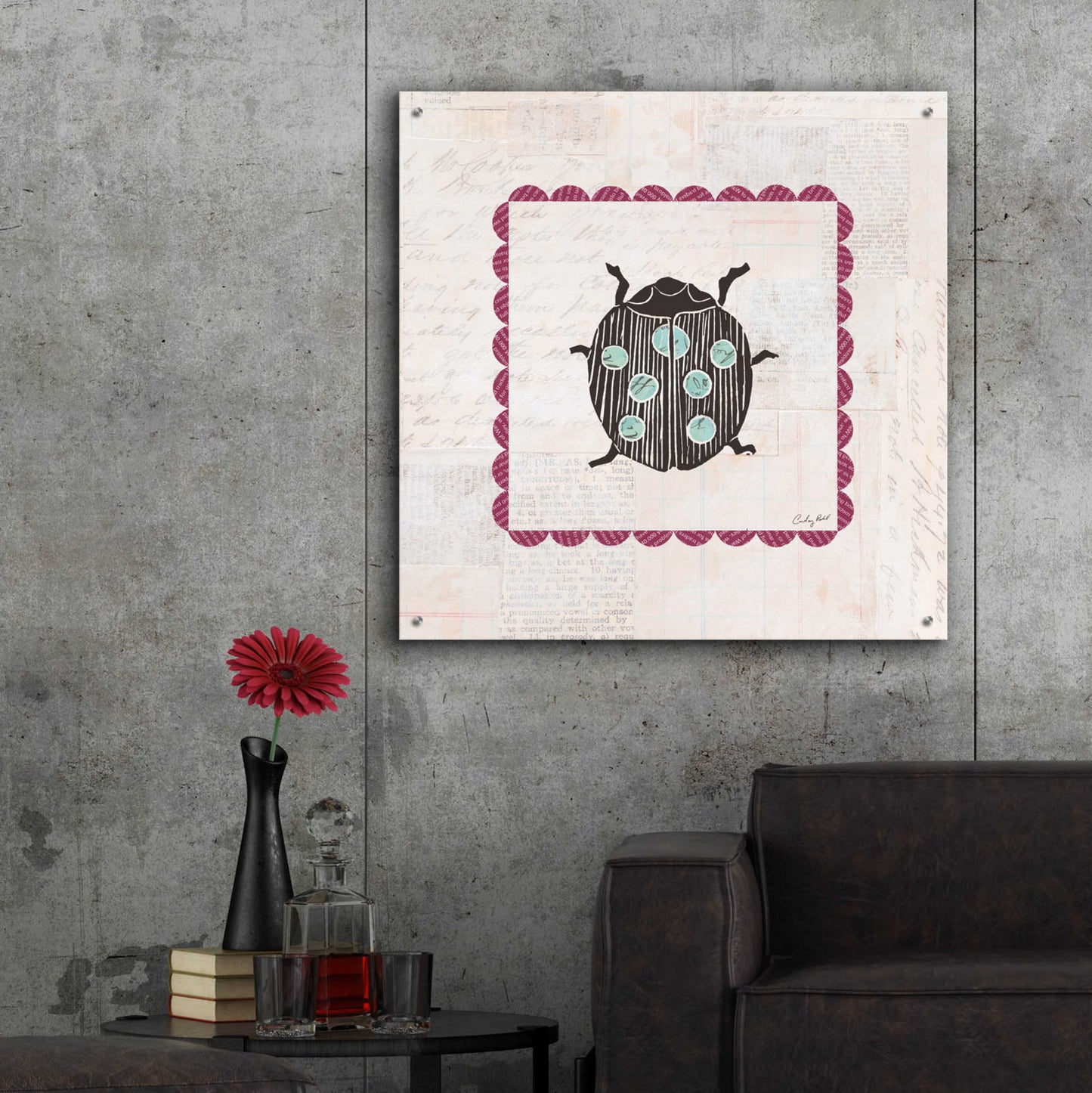 Epic Art 'Ladybug Stamp Bright by Courtney Prahl, Acrylic Glass Wall Art,36x36