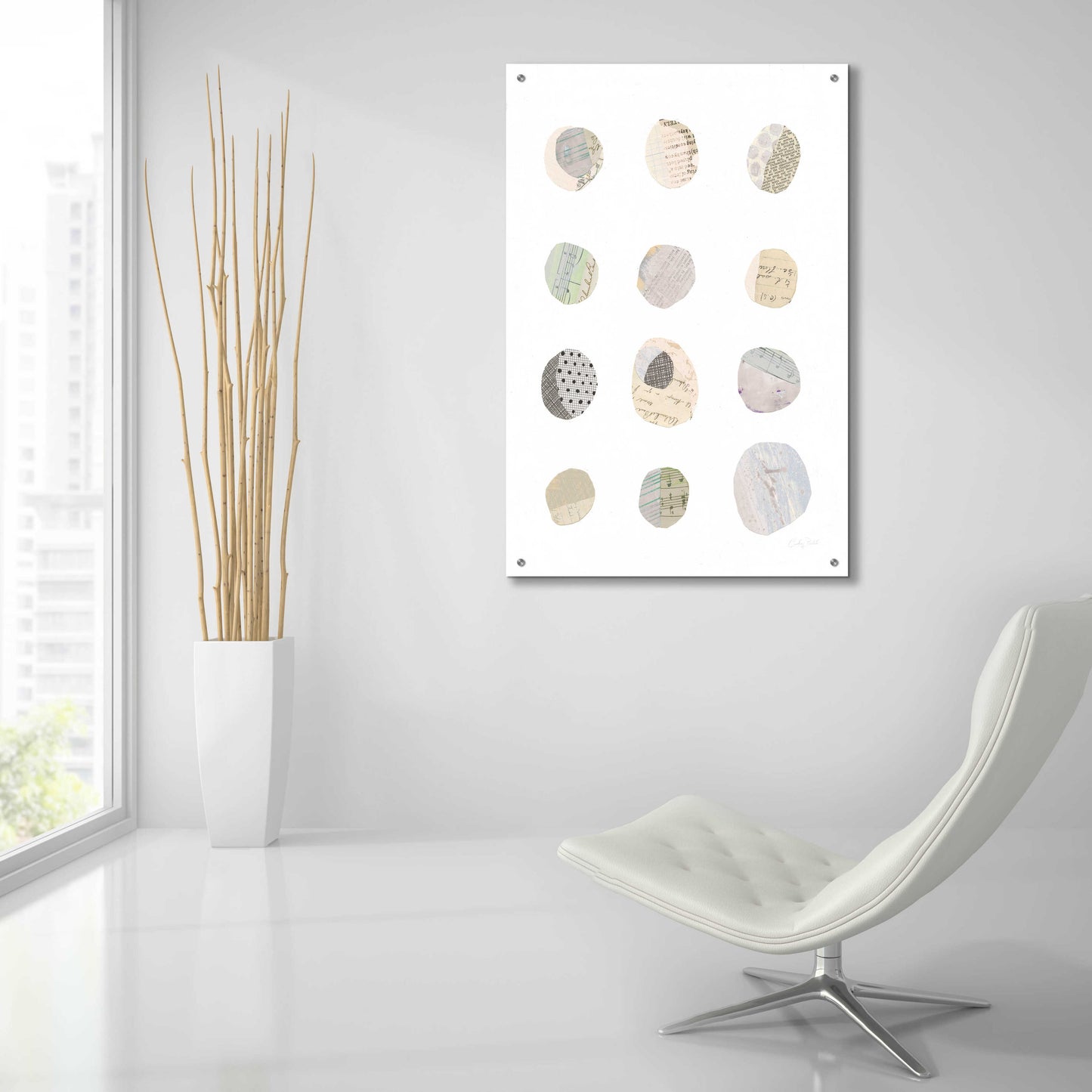 Epic Art 'Geometric Collage II on White Neutral by Courtney Prahl, Acrylic Glass Wall Art,24x36