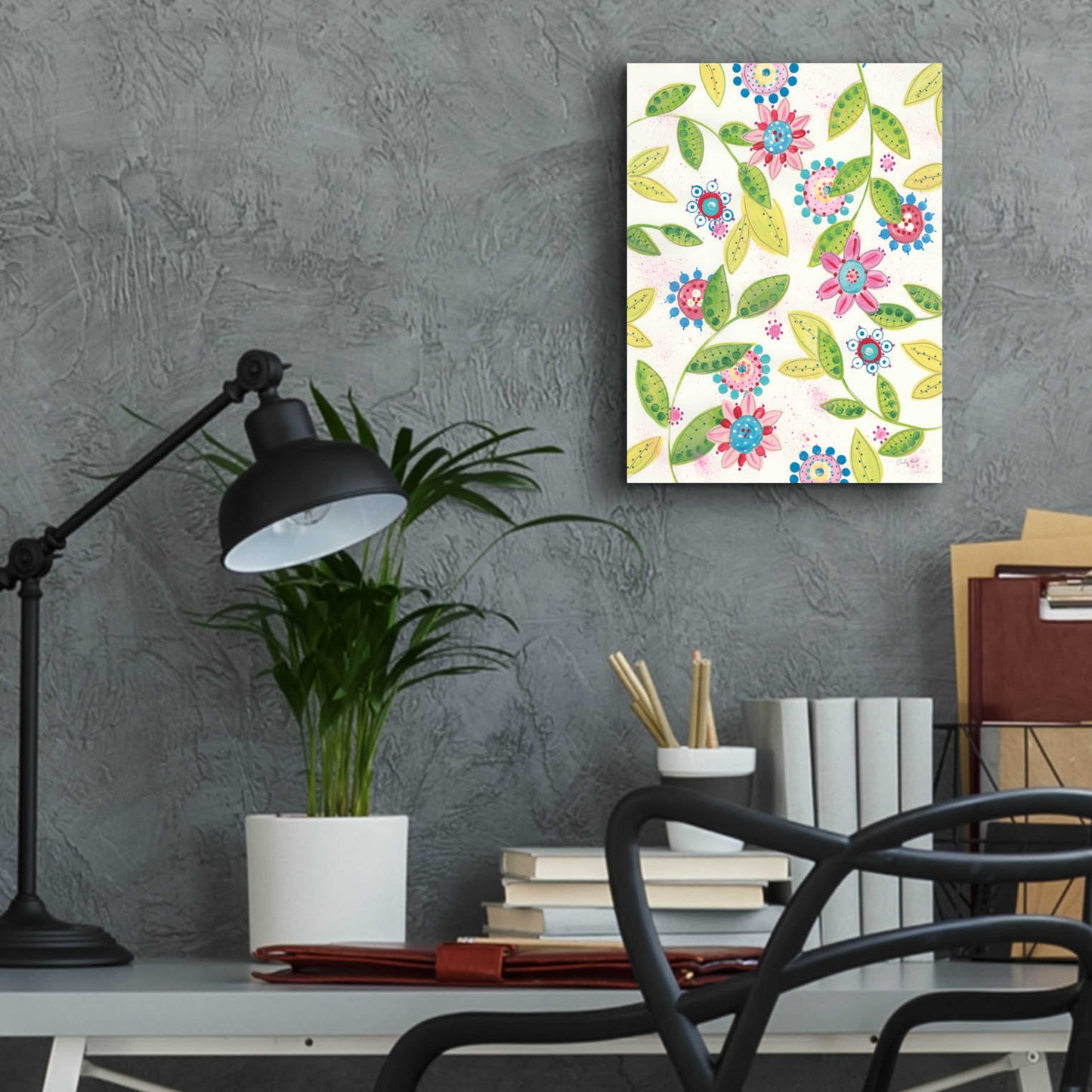 Epic Art 'Funky Flowers by Courtney Prahl, Acrylic Glass Wall Art,12x16