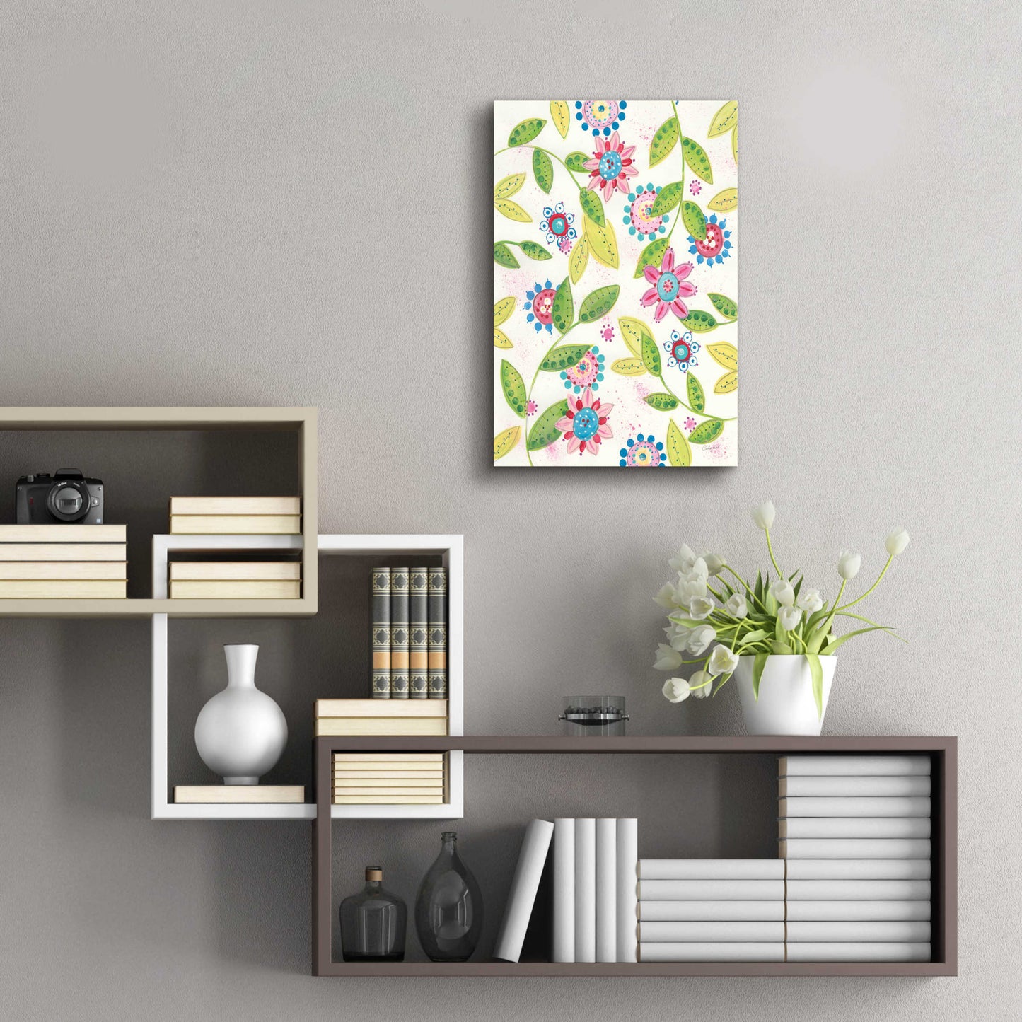 Epic Art 'Funky Flowers by Courtney Prahl, Acrylic Glass Wall Art,16x24