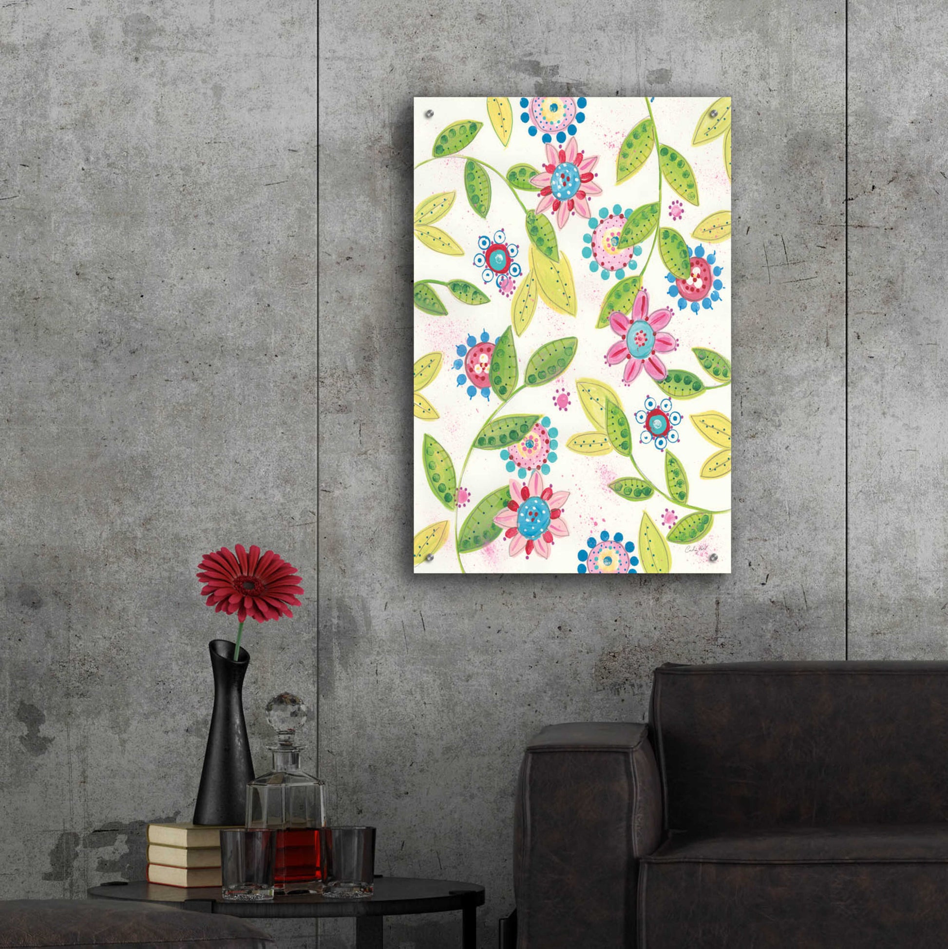 Epic Art 'Funky Flowers by Courtney Prahl, Acrylic Glass Wall Art,24x36