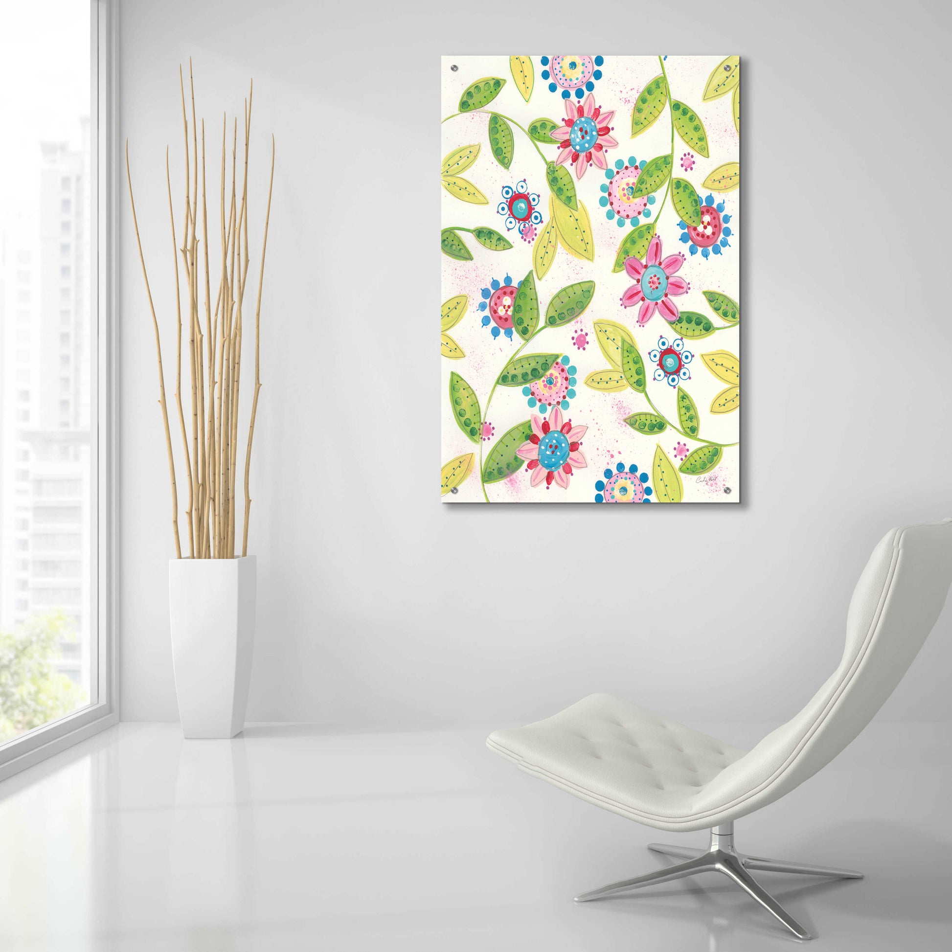 Epic Art 'Funky Flowers by Courtney Prahl, Acrylic Glass Wall Art,24x36