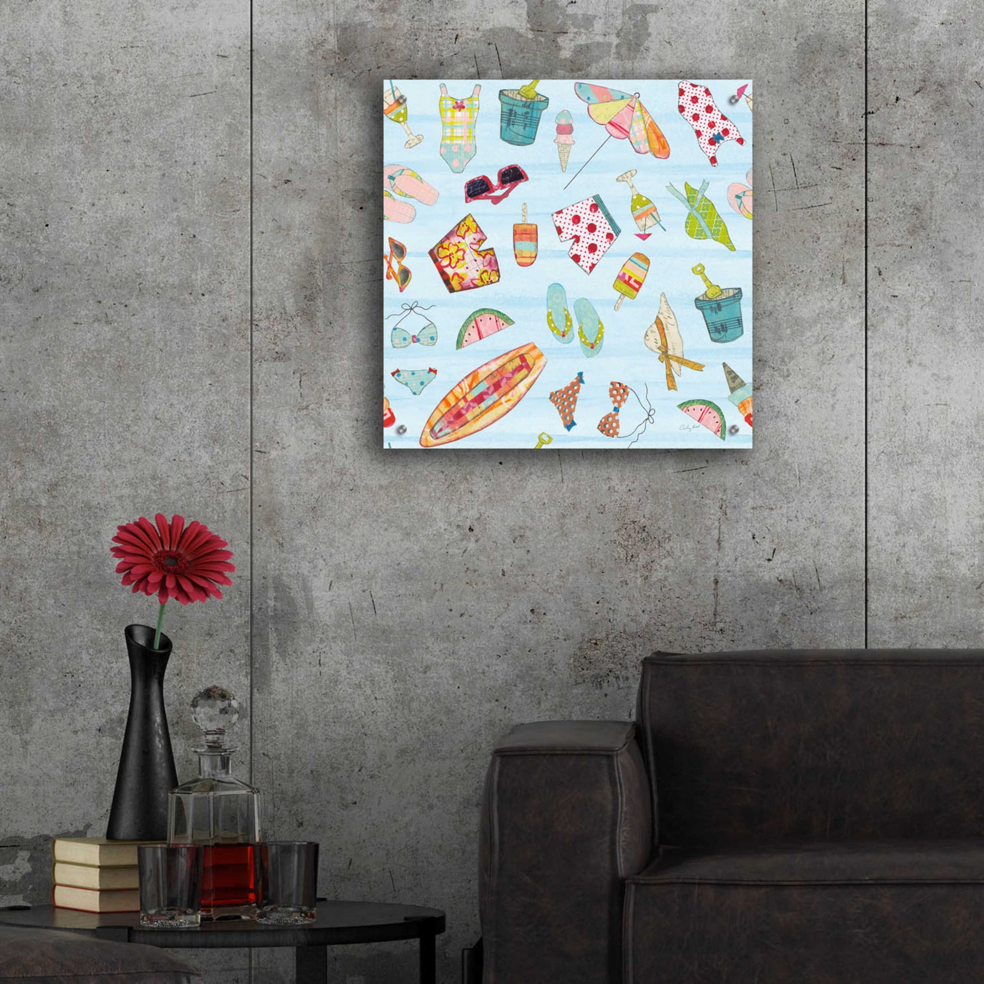 Epic Art 'At the Beach Pattern V by Courtney Prahl, Acrylic Glass Wall Art,24x24