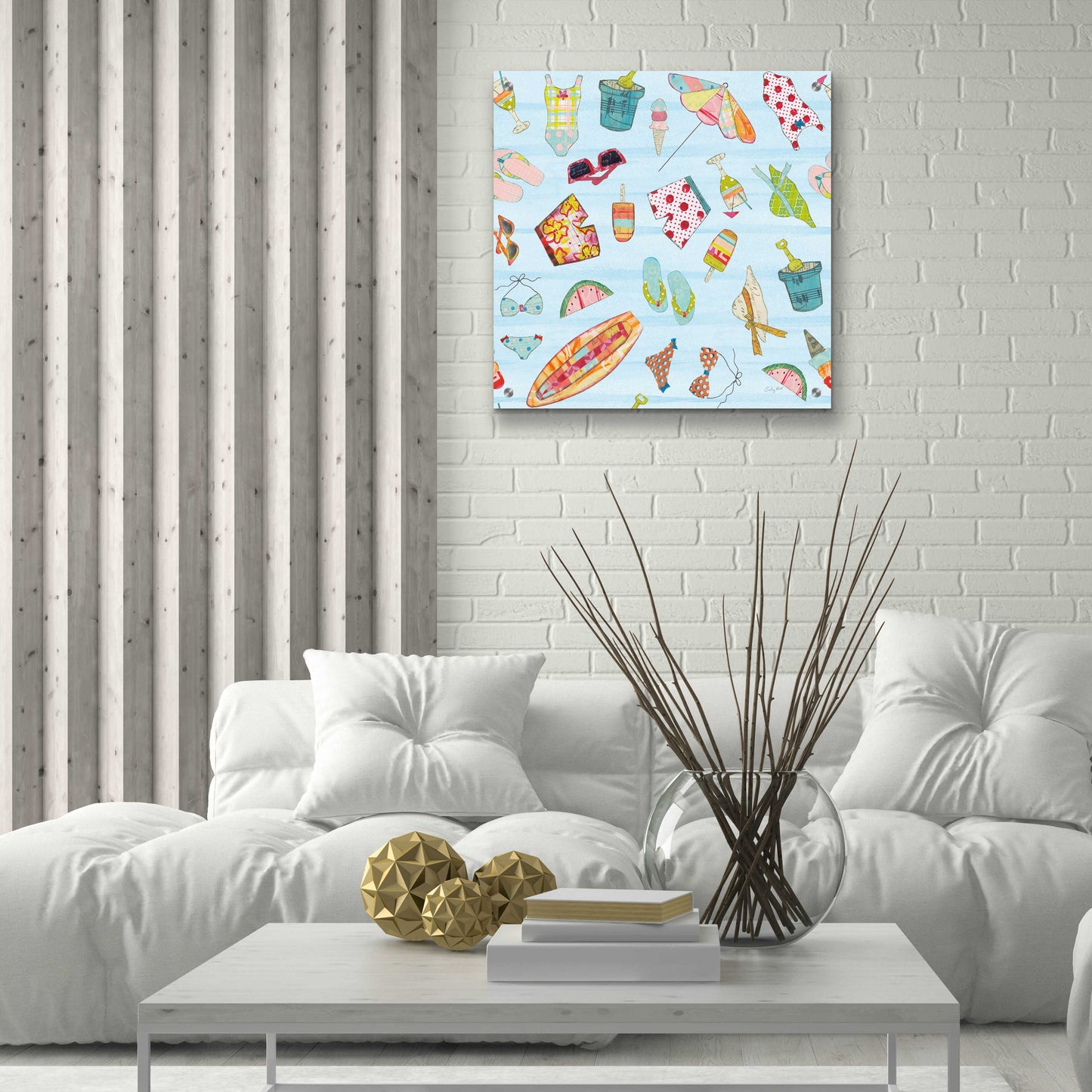 Epic Art 'At the Beach Pattern V by Courtney Prahl, Acrylic Glass Wall Art,24x24