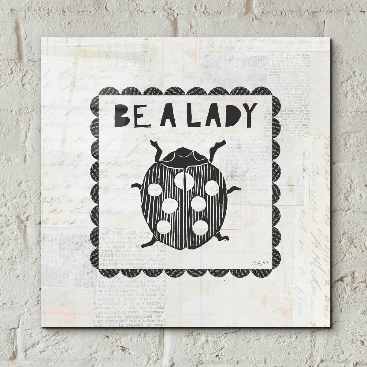 Epic Art 'Ladybug Stamp Be A Lady by Courtney Prahl, Acrylic Glass Wall Art,12x12