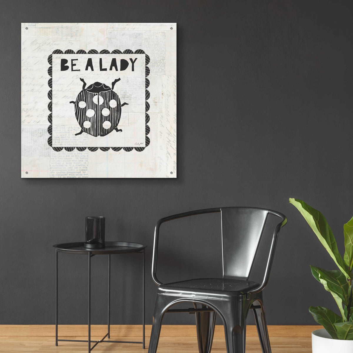 Epic Art 'Ladybug Stamp Be A Lady by Courtney Prahl, Acrylic Glass Wall Art,36x36