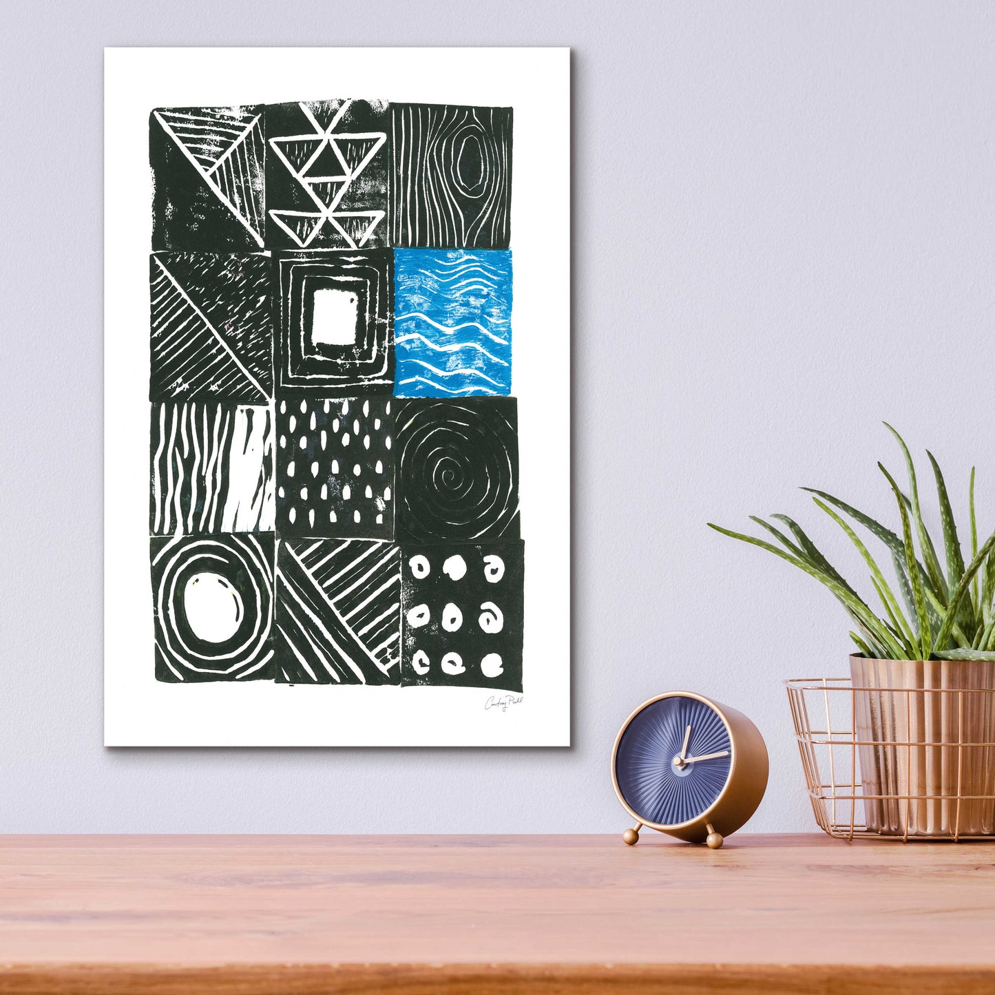 Epic Art 'Block Print II by Courtney Prahl, Acrylic Glass Wall Art,12x16