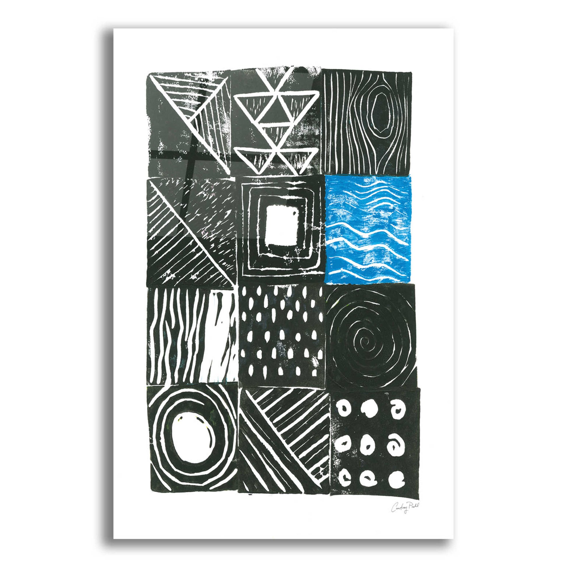 Epic Art 'Block Print II by Courtney Prahl, Acrylic Glass Wall Art,12x16