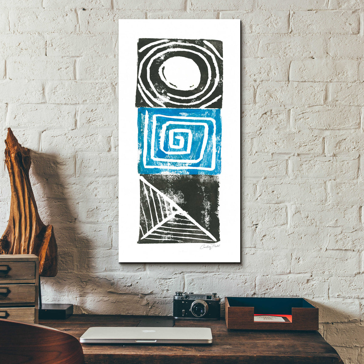 Epic Art 'Block Print III by Courtney Prahl, Acrylic Glass Wall Art,12x24
