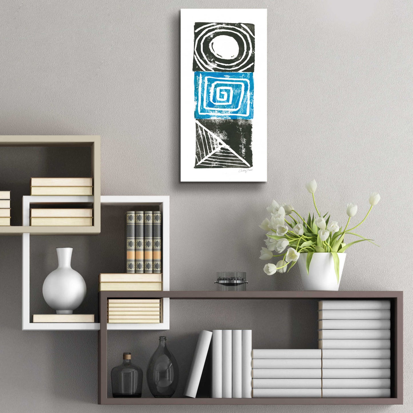 Epic Art 'Block Print III by Courtney Prahl, Acrylic Glass Wall Art,12x24