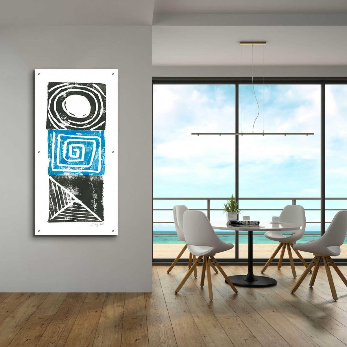 Epic Art 'Block Print III by Courtney Prahl, Acrylic Glass Wall Art,24x48