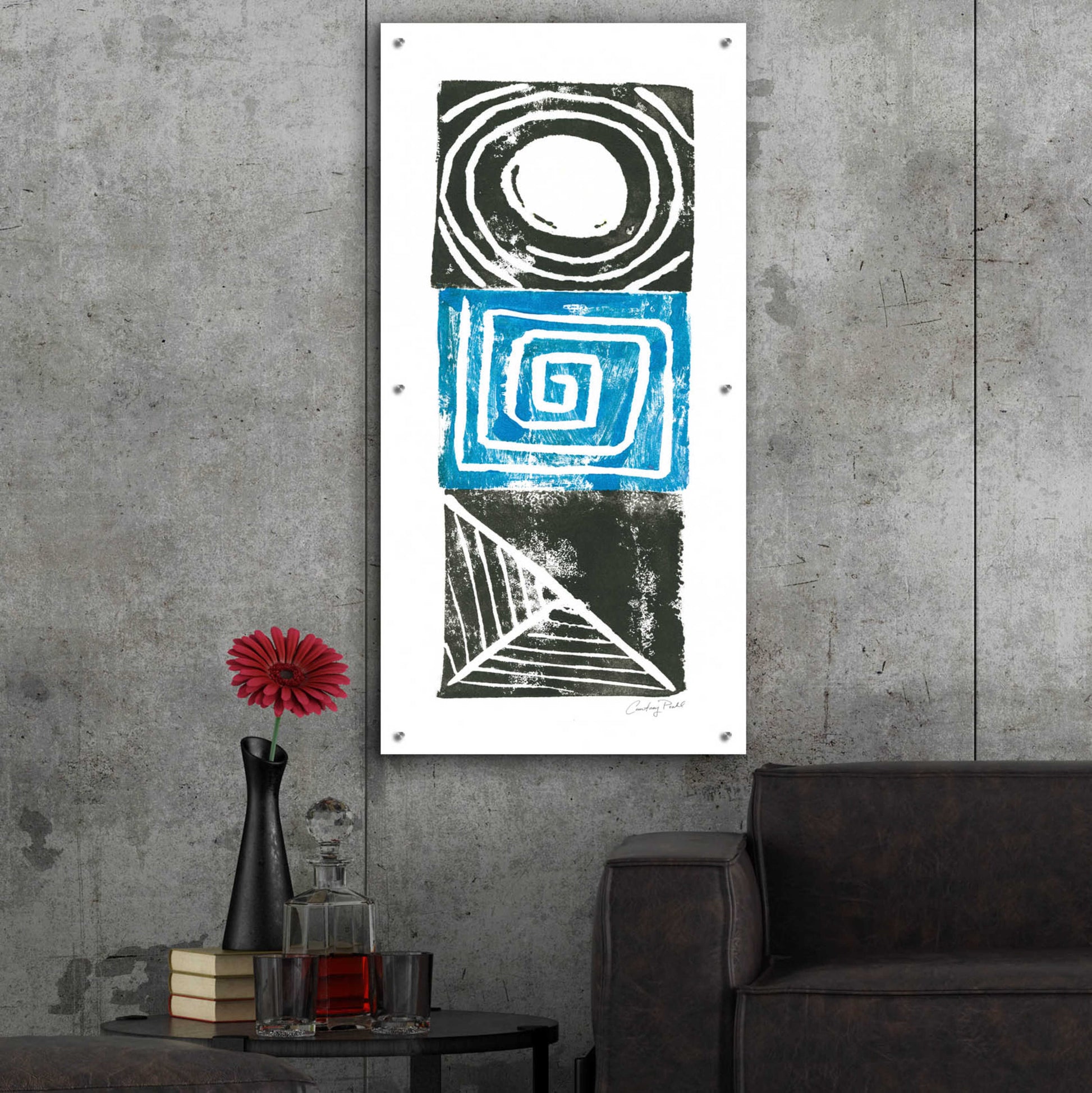 Epic Art 'Block Print III by Courtney Prahl, Acrylic Glass Wall Art,24x48