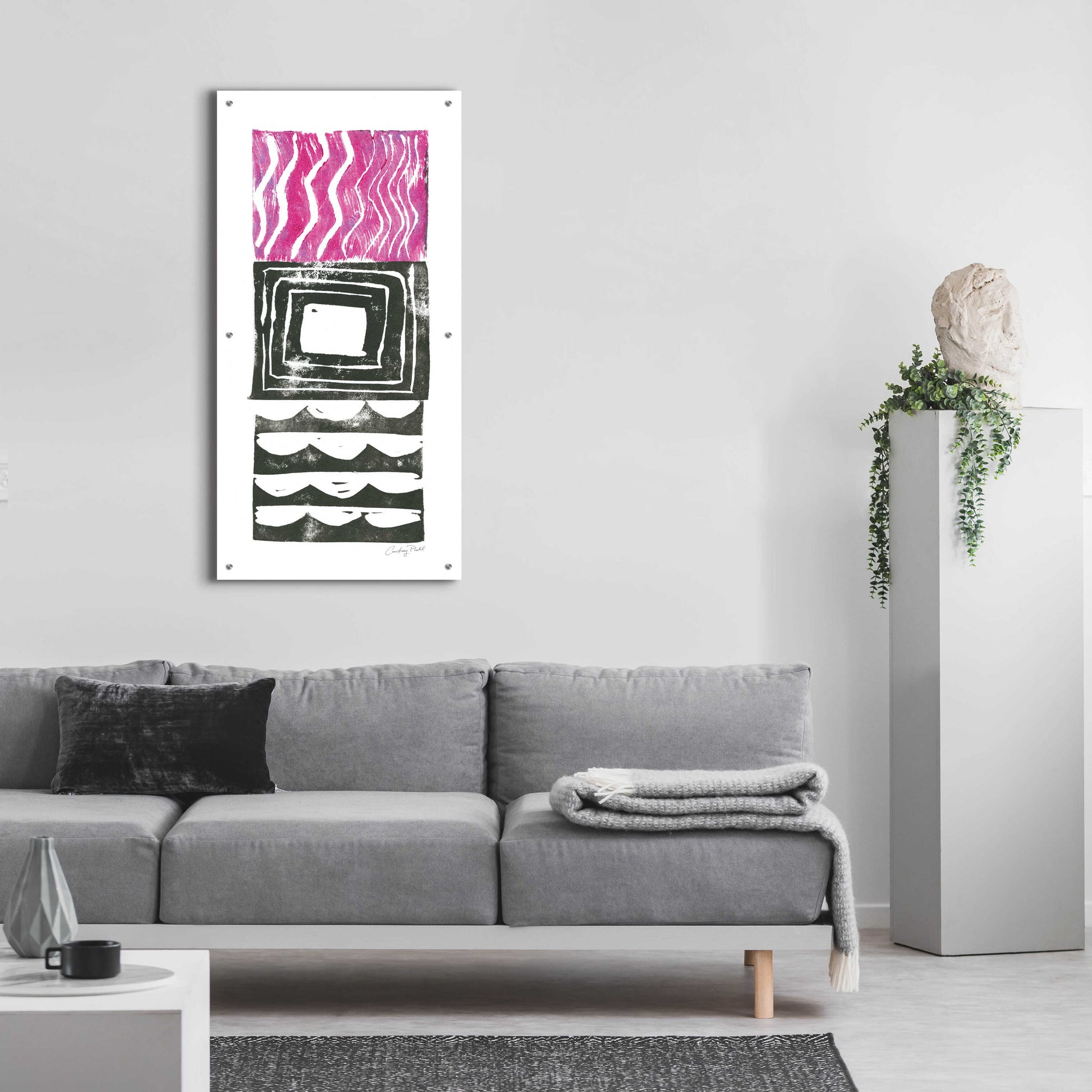 Epic Art 'Block Print IV by Courtney Prahl, Acrylic Glass Wall Art,24x48