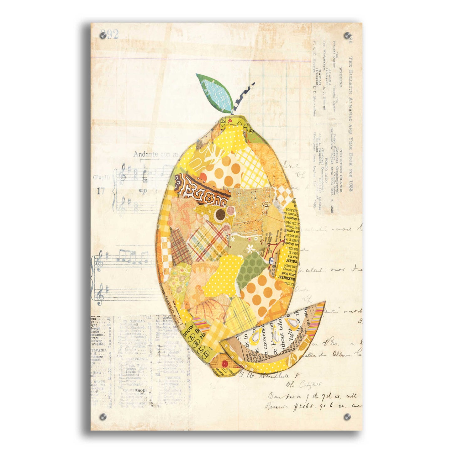 Epic Art 'Lemon by Courtney Prahl, Acrylic Glass Wall Art,24x36