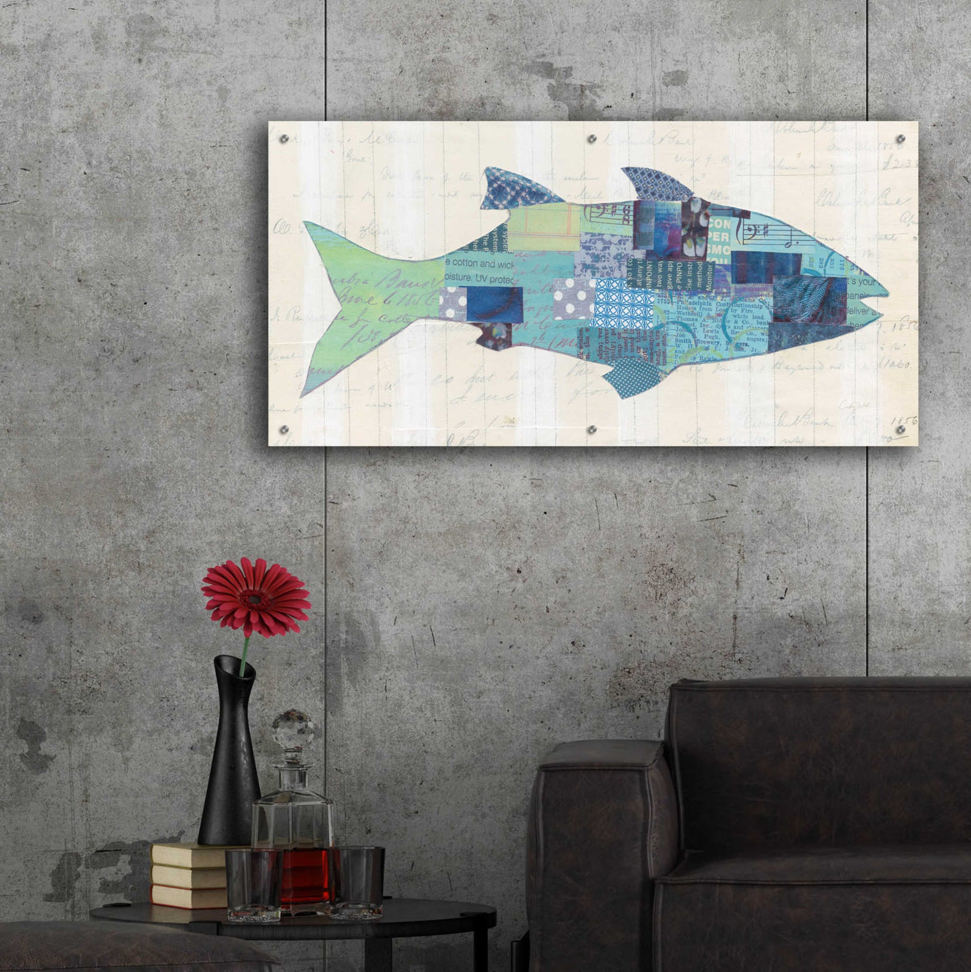 Epic Art 'In the Ocean III Blue Crop by Courtney Prahl, Acrylic Glass Wall Art,48x24