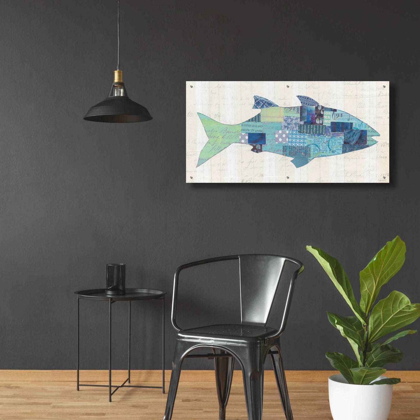 Epic Art 'In the Ocean III Blue Crop by Courtney Prahl, Acrylic Glass Wall Art,48x24