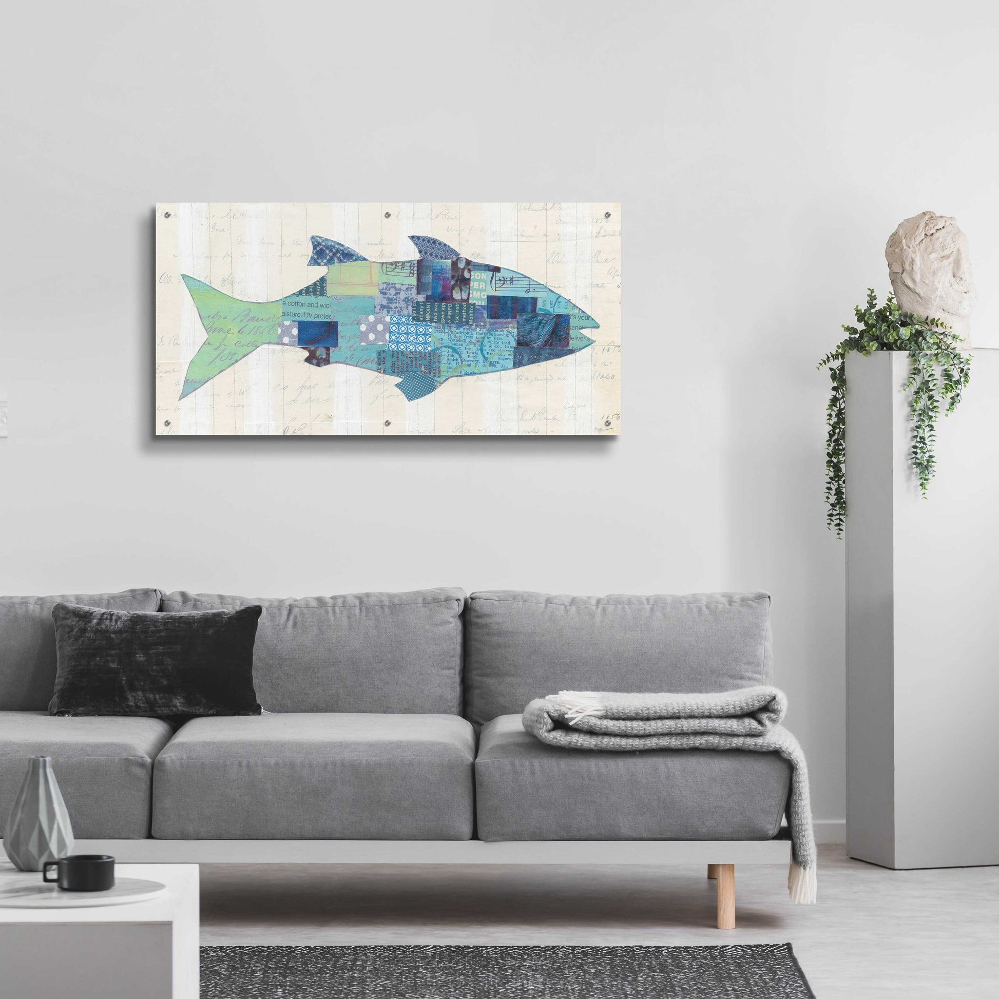 Epic Art 'In the Ocean III Blue Crop by Courtney Prahl, Acrylic Glass Wall Art,48x24