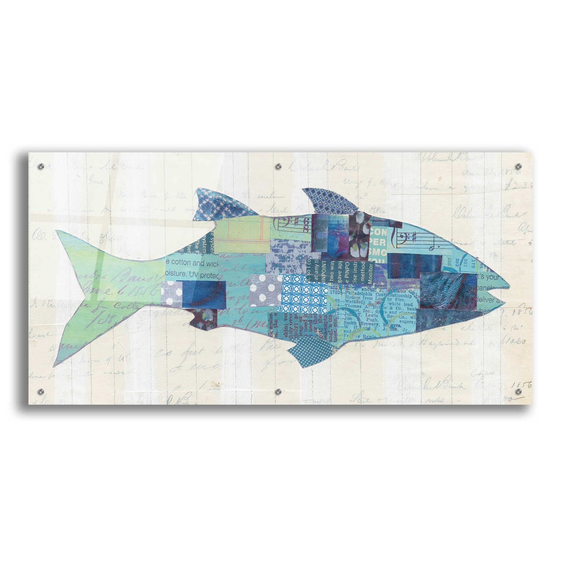 Epic Art 'In the Ocean III Blue Crop by Courtney Prahl, Acrylic Glass Wall Art,48x24