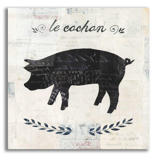 Epic Art 'Le Cochon Silhouette Sq Words by Courtney Prahl, Acrylic Glass Wall Art