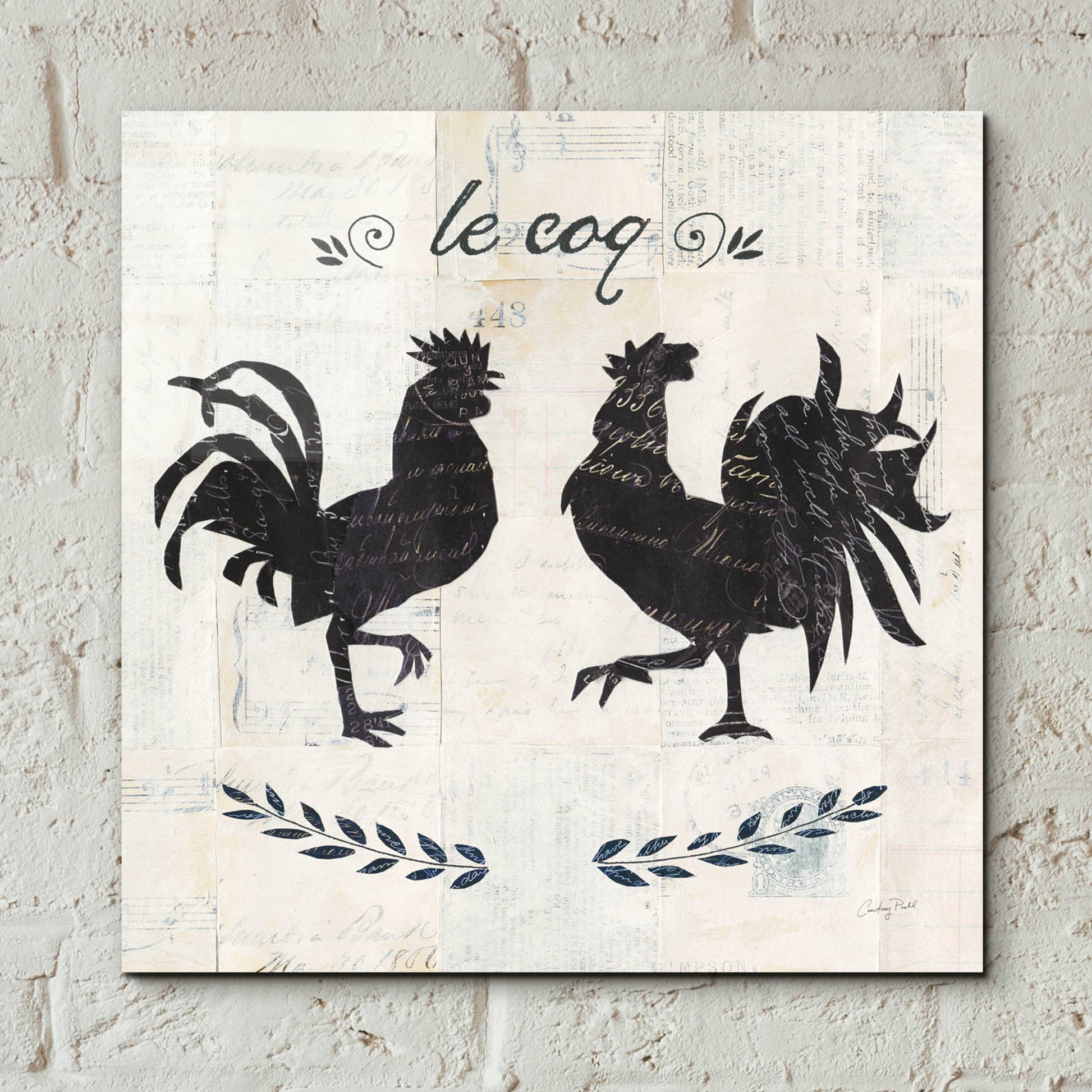 Epic Art 'Le Coq Silhouette Sq Words by Courtney Prahl, Acrylic Glass Wall Art,12x12