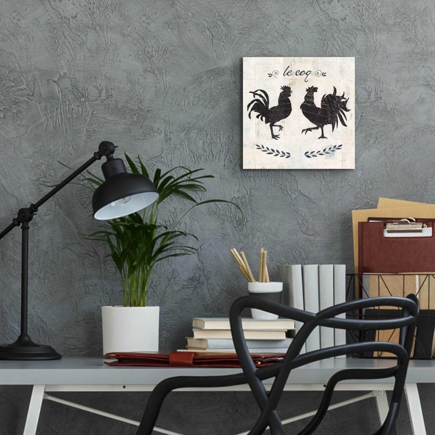 Epic Art 'Le Coq Silhouette Sq Words by Courtney Prahl, Acrylic Glass Wall Art,12x12