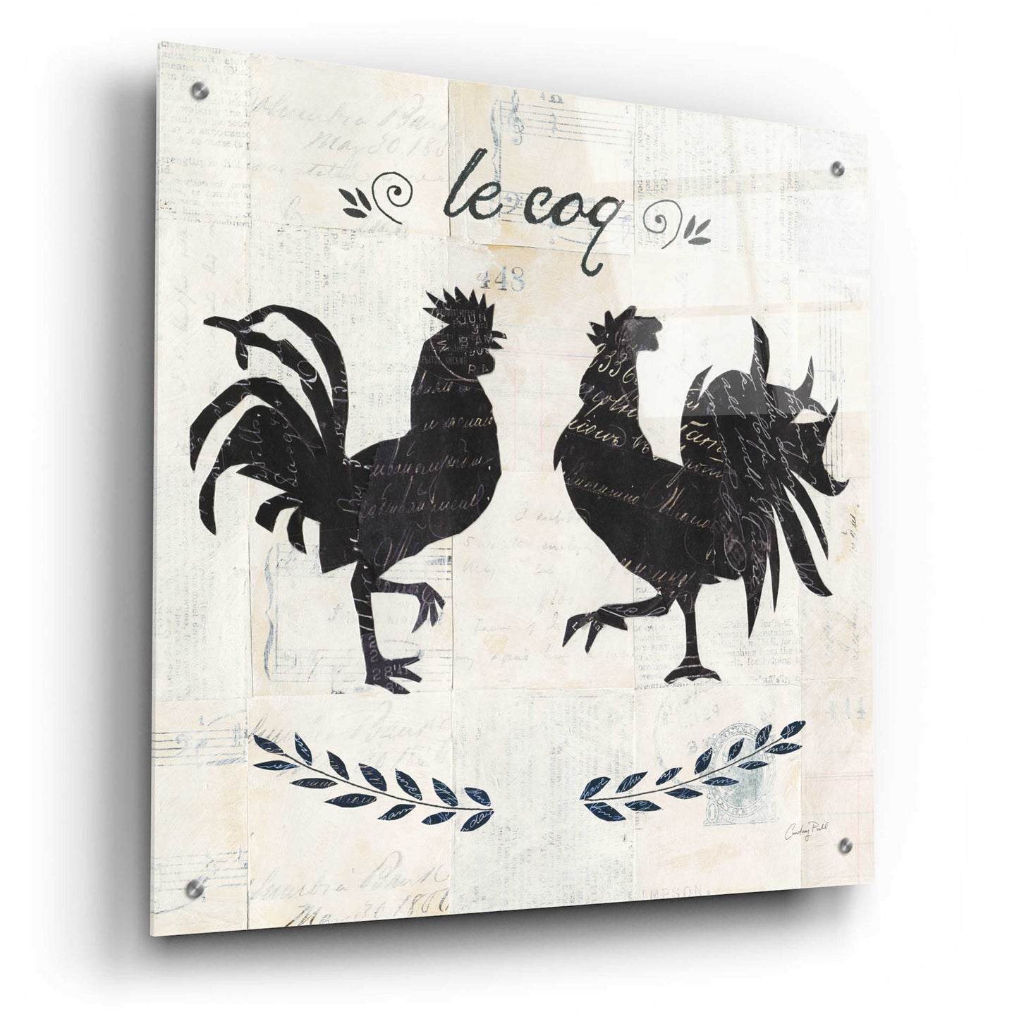 Epic Art 'Le Coq Silhouette Sq Words by Courtney Prahl, Acrylic Glass Wall Art,24x24