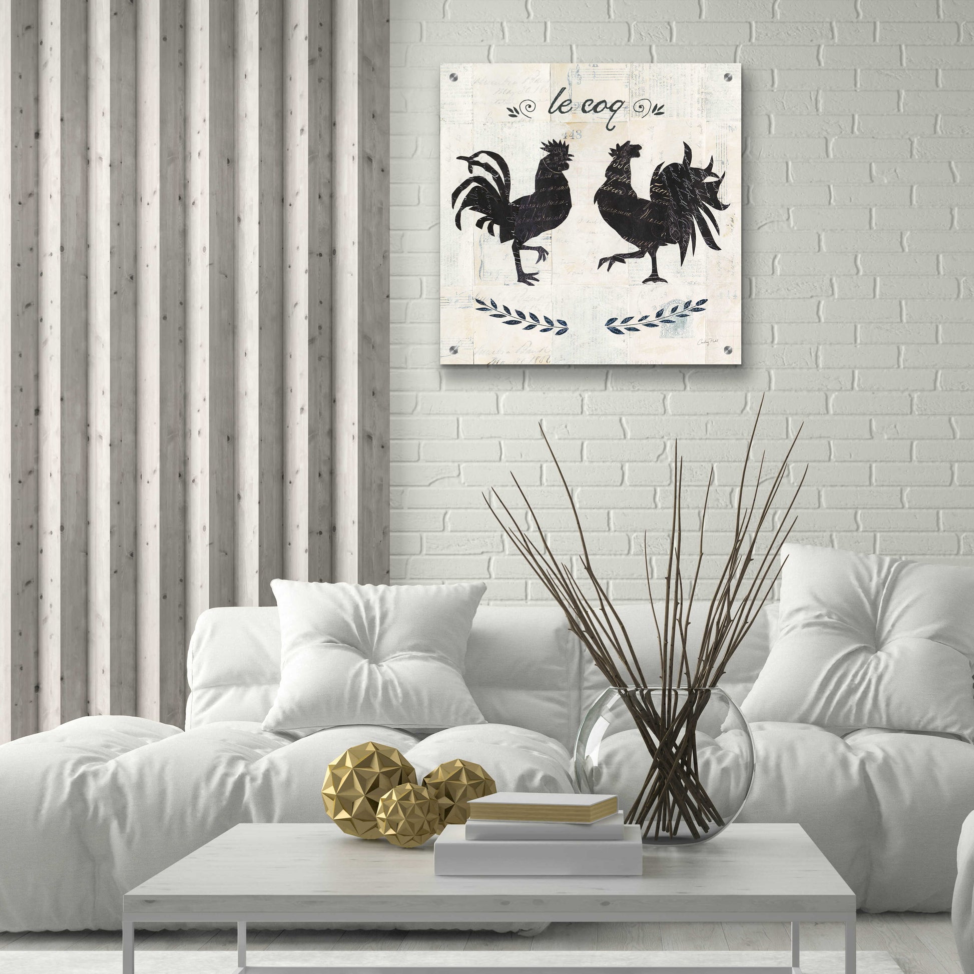 Epic Art 'Le Coq Silhouette Sq Words by Courtney Prahl, Acrylic Glass Wall Art,24x24