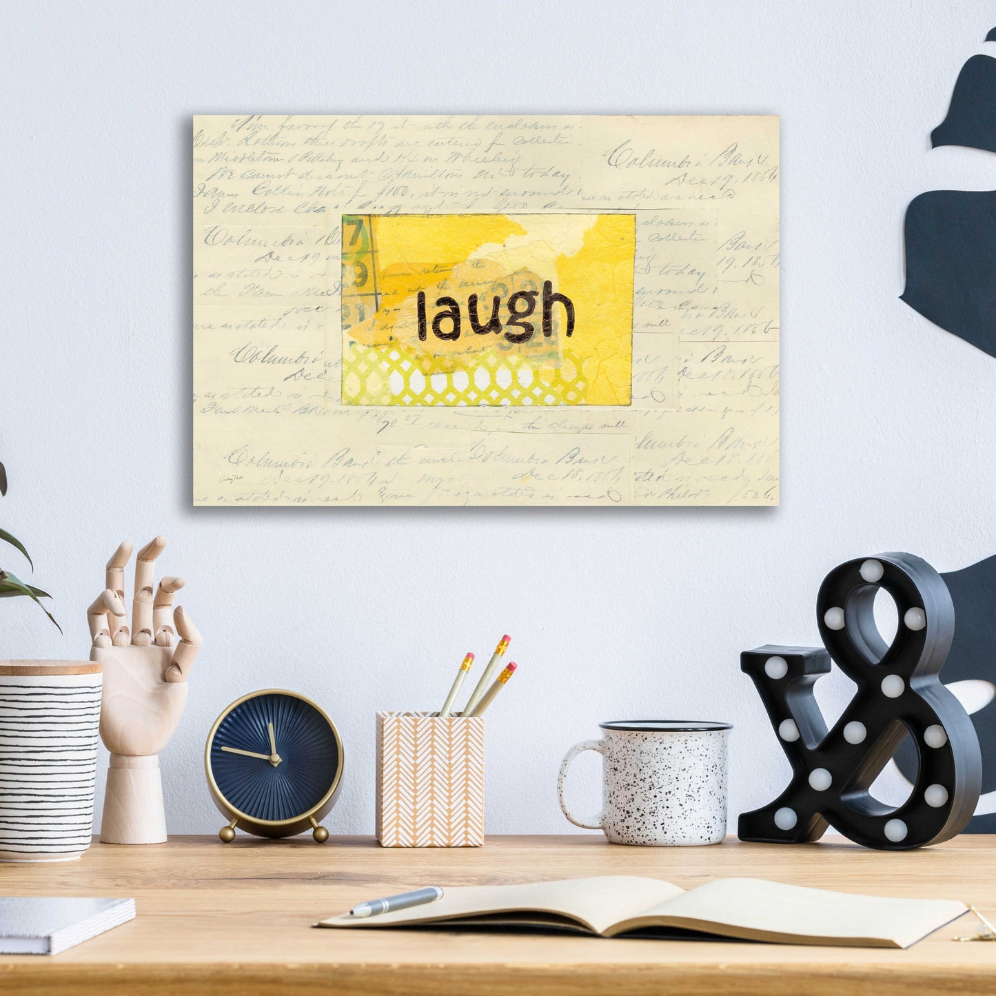 Epic Art 'Laugh Collage by Courtney Prahl, Acrylic Glass Wall Art,16x12