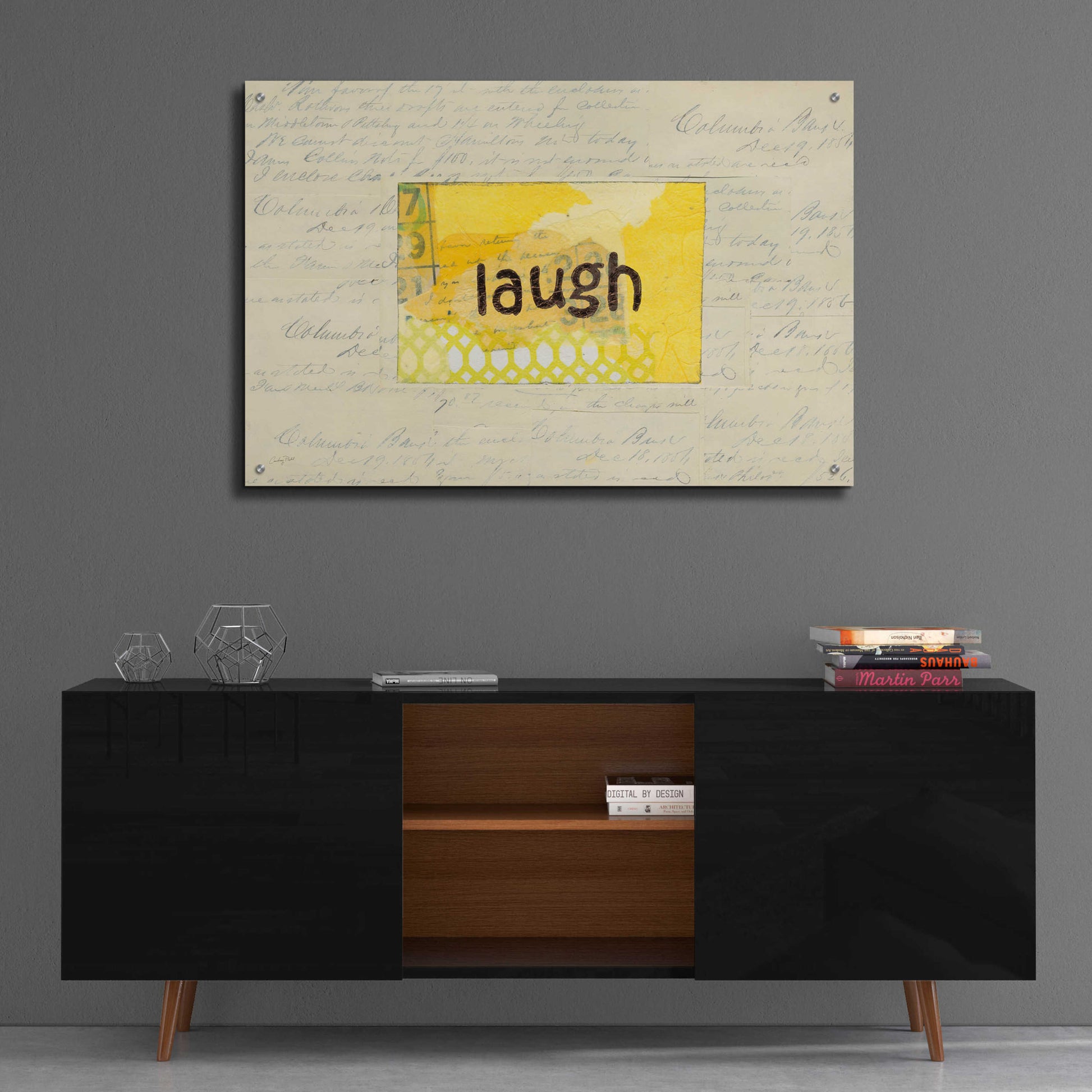 Epic Art 'Laugh Collage by Courtney Prahl, Acrylic Glass Wall Art,36x24