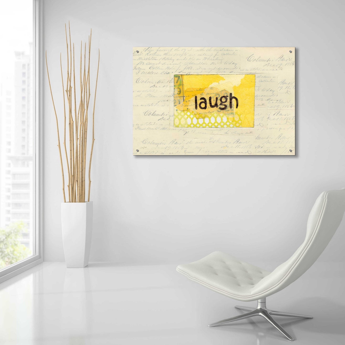 Epic Art 'Laugh Collage by Courtney Prahl, Acrylic Glass Wall Art,36x24